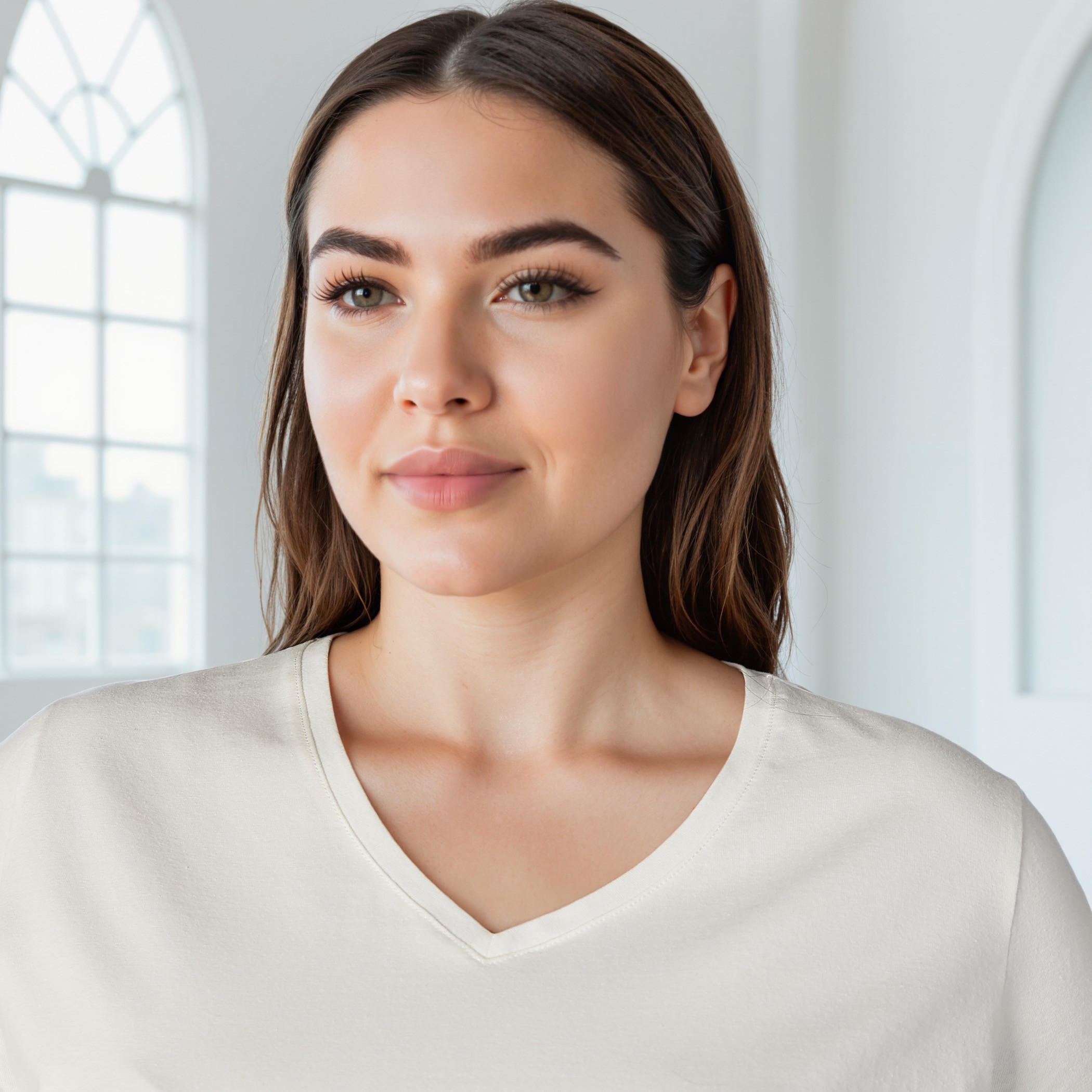 بلوزة سادة بياقة V وأكمام قصيرة-women-clothing-tshirts-image-7