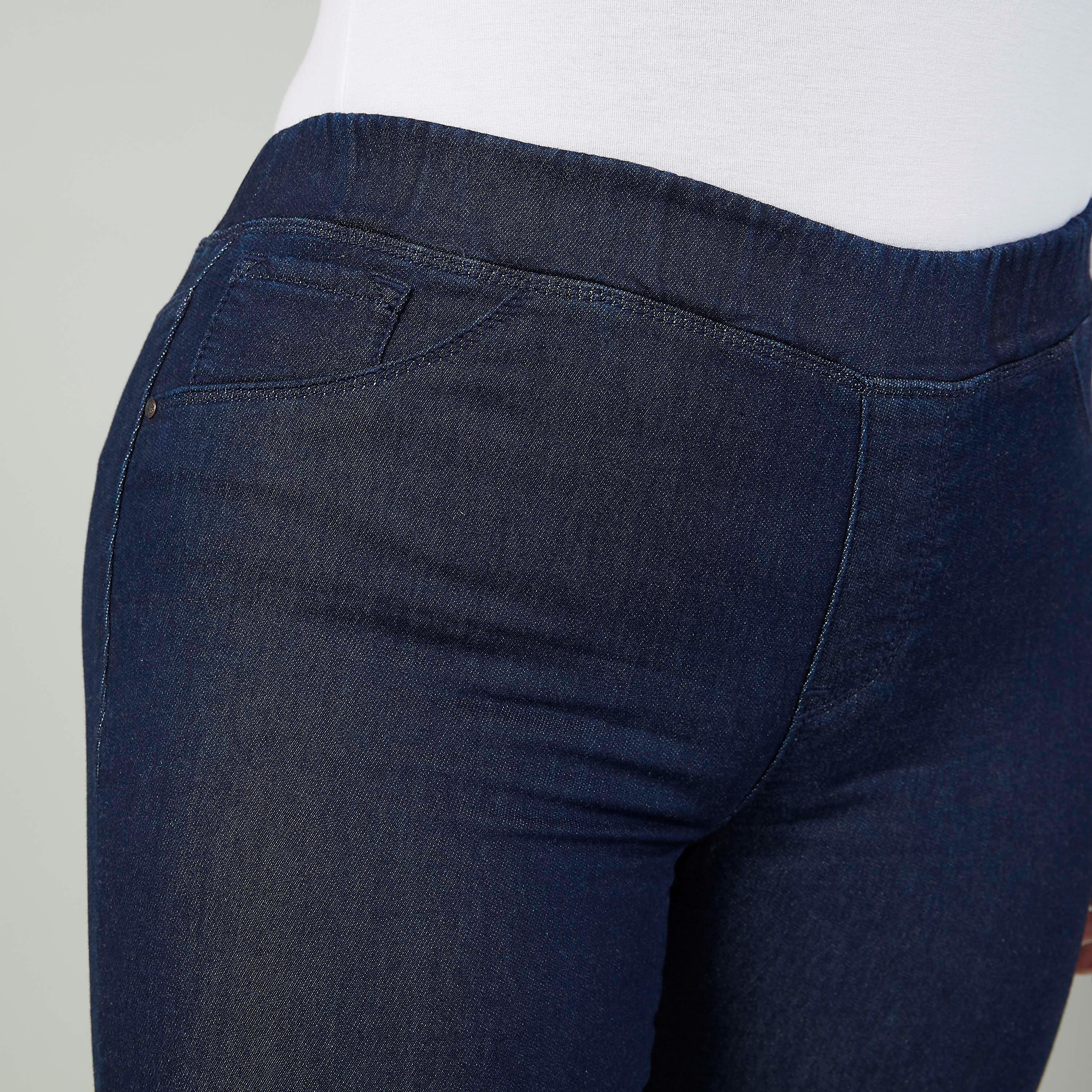 Plus Size Plain Jeggings with Elasticised Waistband and Pocket Detail-women-clothing-bottoms-leggings-image-4