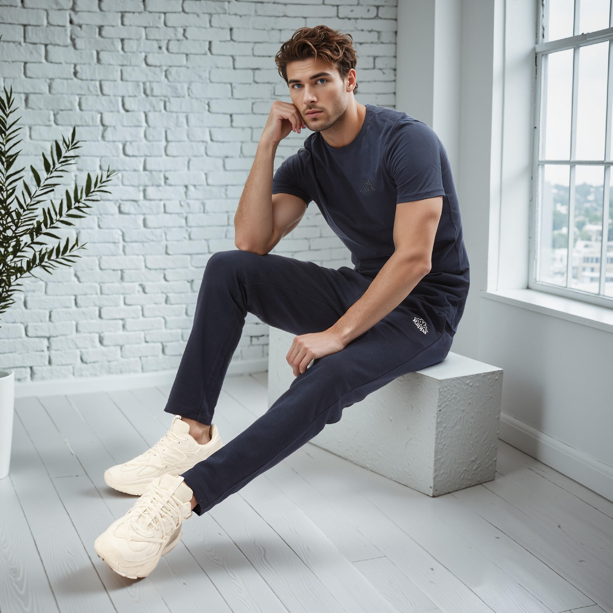بنطلون بقصة عادية مع رباط للإغلاق وتفاصيل جيوب من كابا-men-clothing-sportswearandactivewear-bottoms-joggers-image-2
