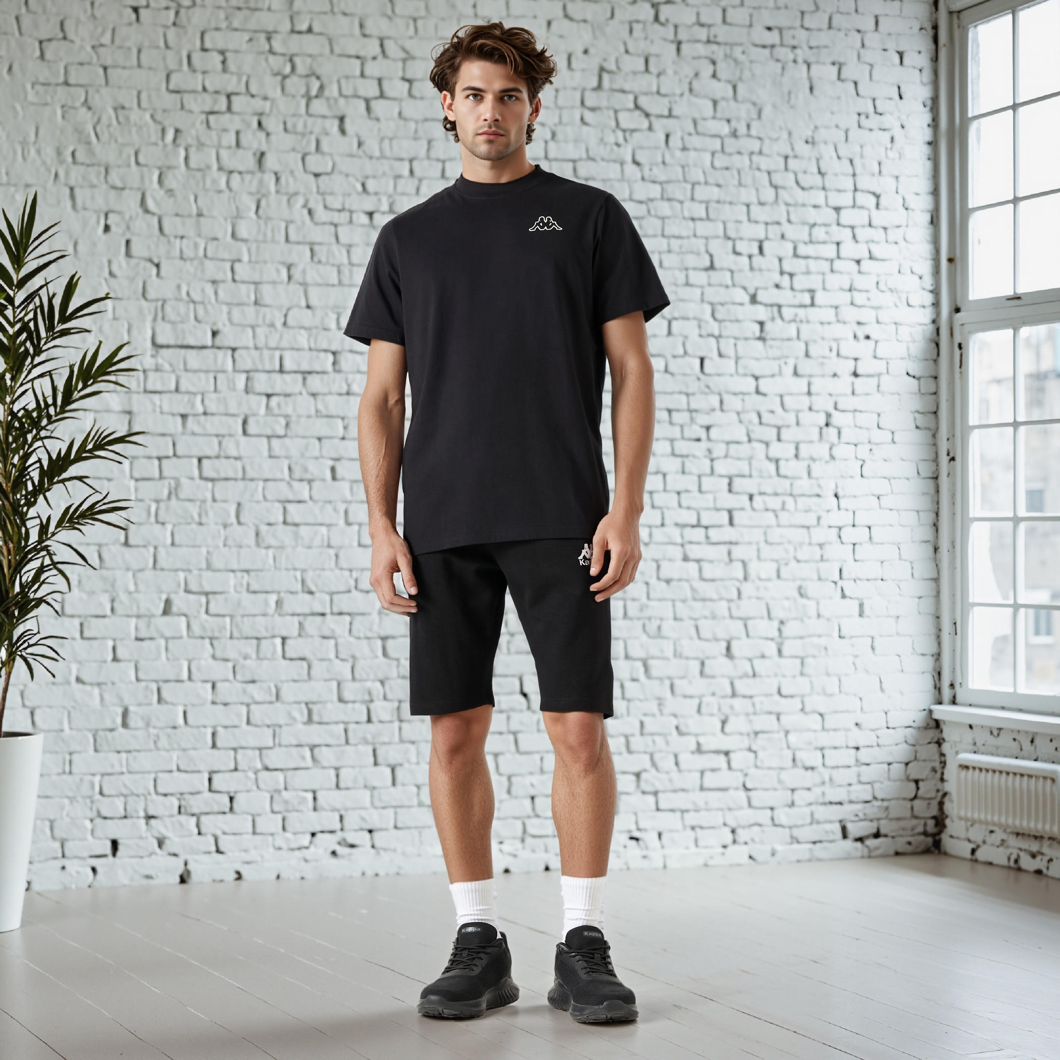 تيشيرت بقصّة مريحة وياقة ضيّقة وأكمام قصيرة من كابا-men-clothing-sportswearandactivewear-tshirtsandpolos-image-2