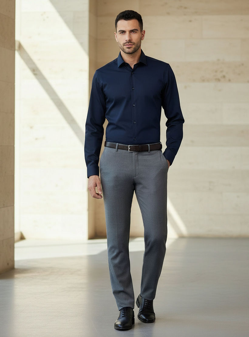 قميص بقصّة عادية وياقة عريضة وأكمام طويلة للرجال-men-clothing-shirts-image-2