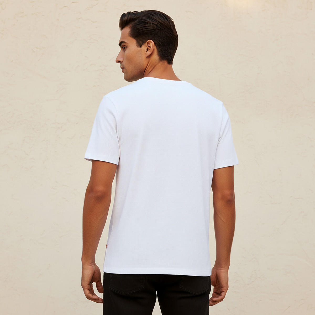 Iconic Slim Fit Textured Crew Neck T-shirt with Short Sleeves-men-clothing-tshirtsandpolos-tshirts-image-4
