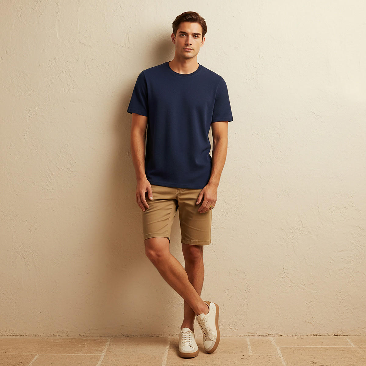 Iconic Slim Fit Textured Crew Neck T-shirt with Short Sleeves-men-clothing-tshirtsandpolos-tshirts-image-3