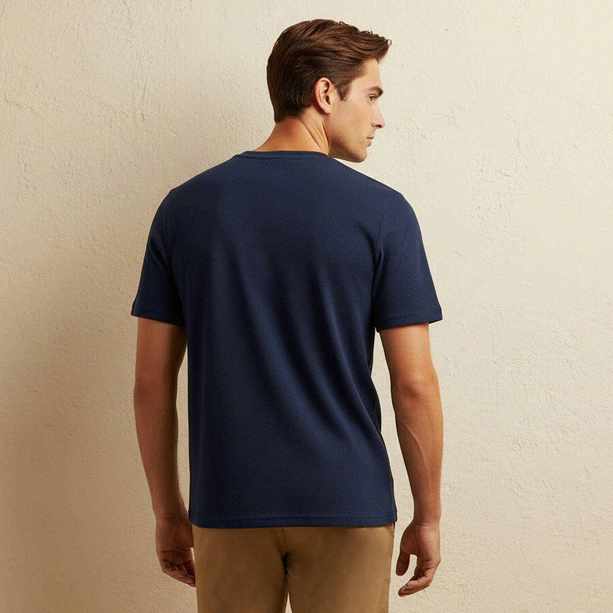 Iconic Slim Fit Textured Crew Neck T-shirt with Short Sleeves-men-clothing-tshirtsandpolos-tshirts-image-4