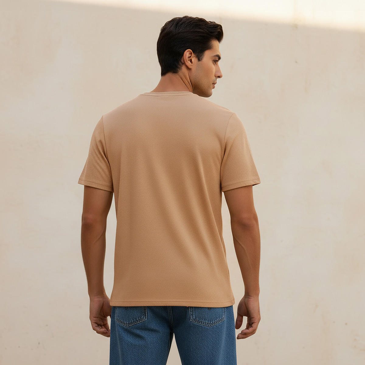 Iconic Slim Fit Textured Crew Neck T-shirt with Short Sleeves-men-clothing-tshirtsandpolos-tshirts-image-4