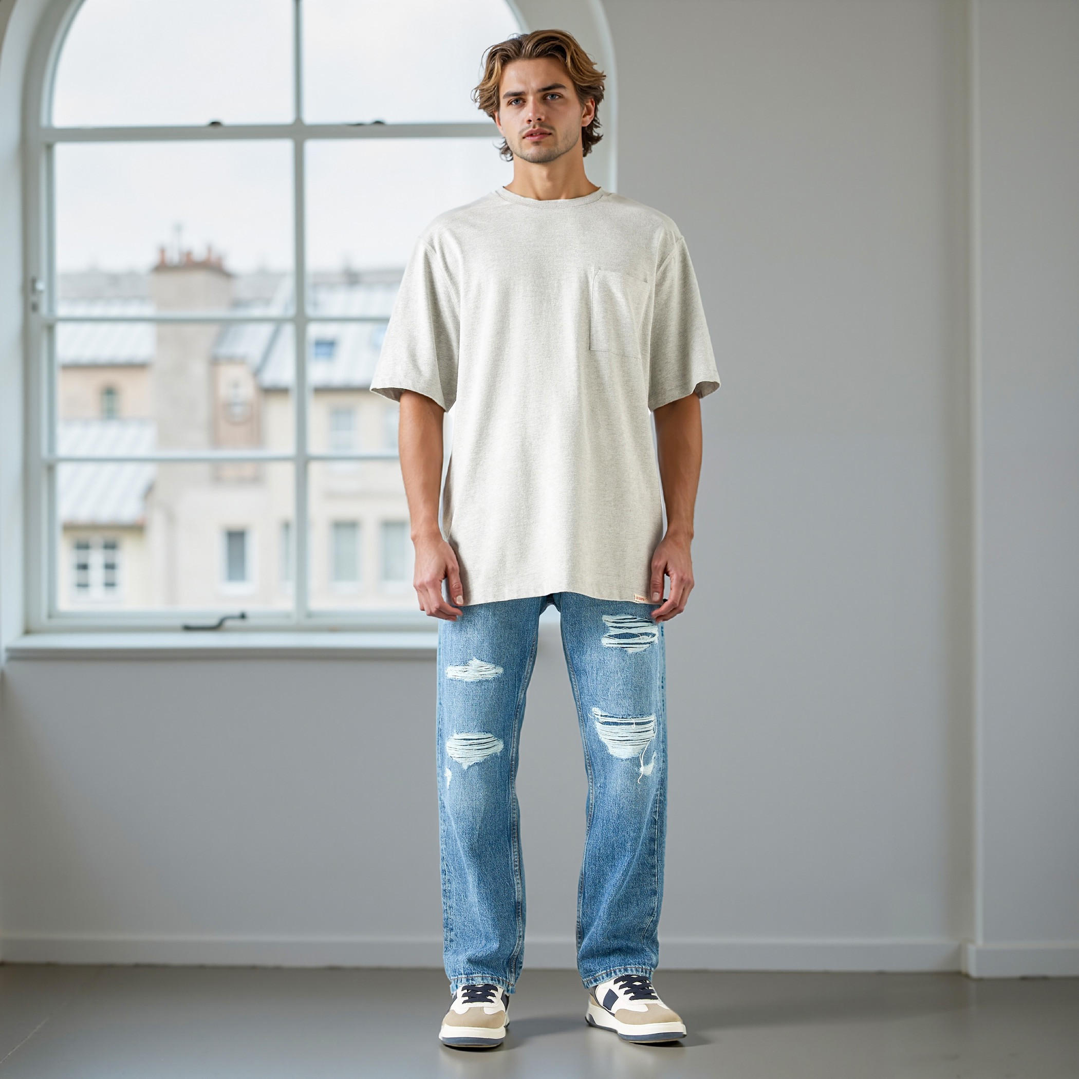 تيشيرت بقصّة عادية وياقة ضيّقة وأكمام قصيرة وجيب من لي كوبر-men-clothing-tshirtsandpolos-tshirts-image-2
