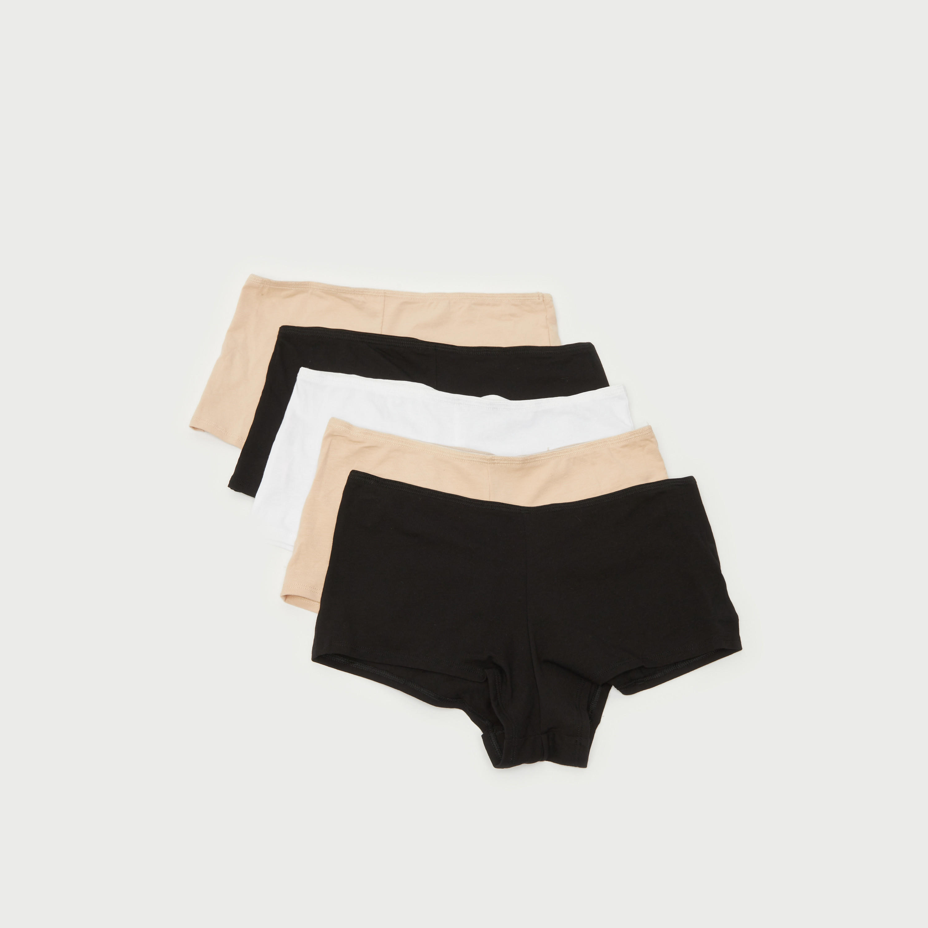 Set of 5 - Boyshorts with Elasticated Waistband and Antibacterial Protection-women-clothing-lingerie-panties-image-1