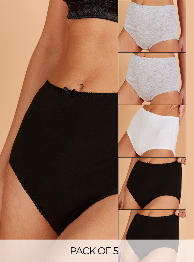 Set of 5 - Splash Intimates Bow Trim Briefs with Elasticised Waistband and Antibacterial Protection-CP_BESTPRICE_EXCLUSION-image-1