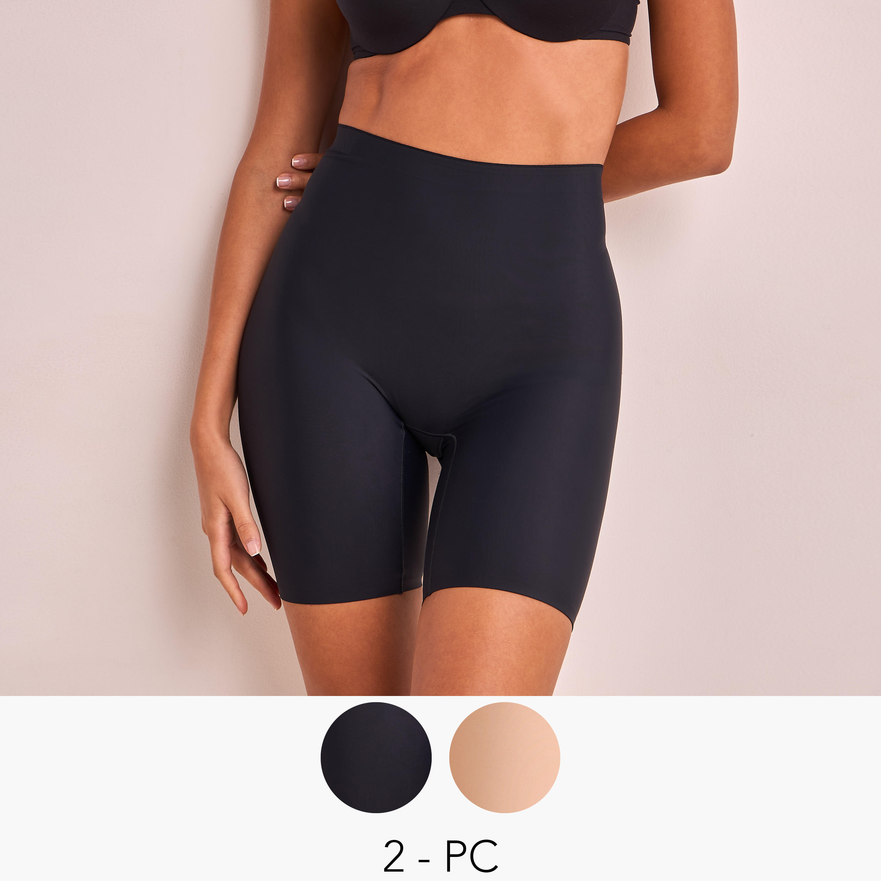 Set of 2 - Long Leg Shaping Briefs with Antibacterial Protection-women-clothing-lingerie-shapewear-image-1