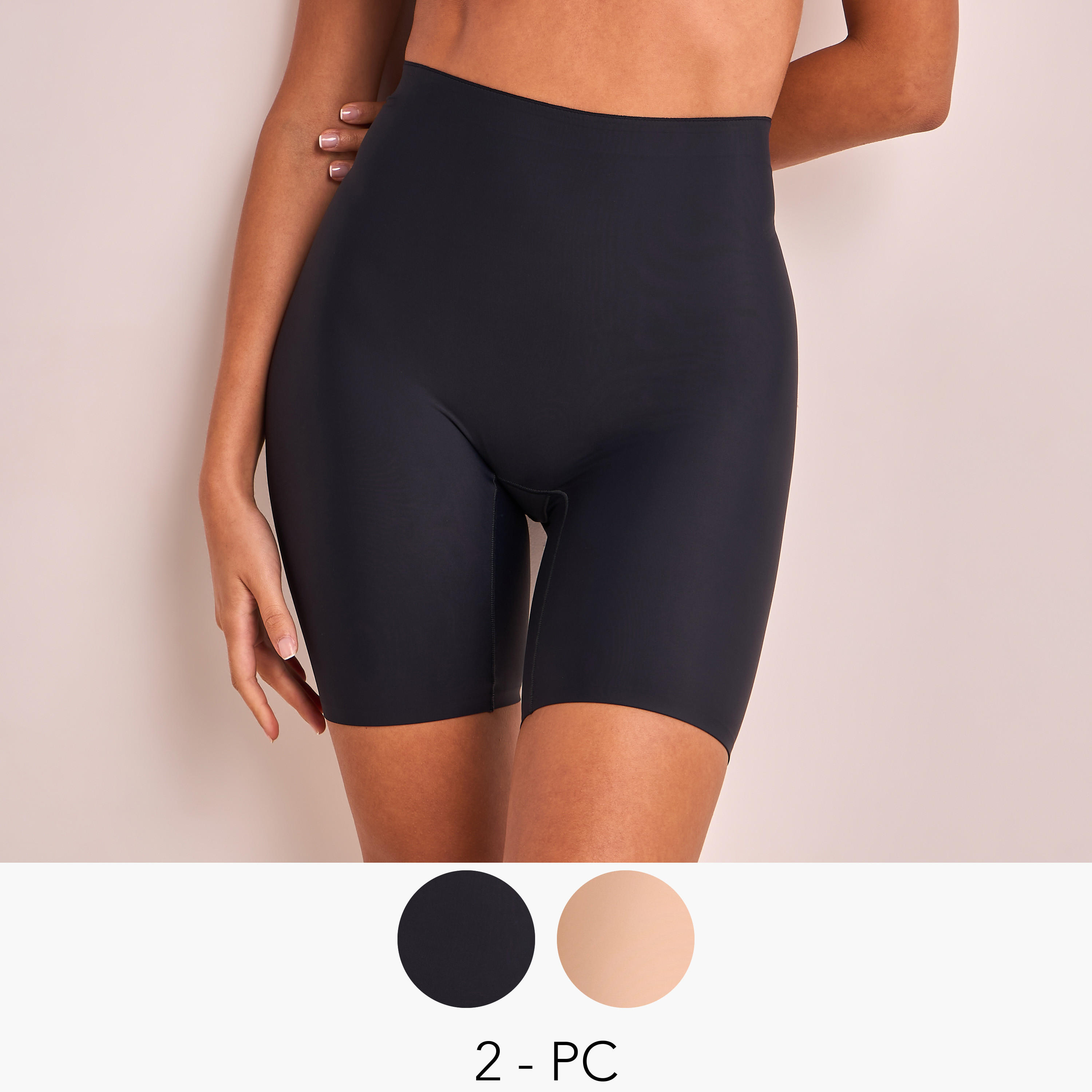 Set of 2 - Splash Intimates Long Leg Shaping Briefs with Antibacterial Protection-women-clothing-lingerie-shapewear-image-1