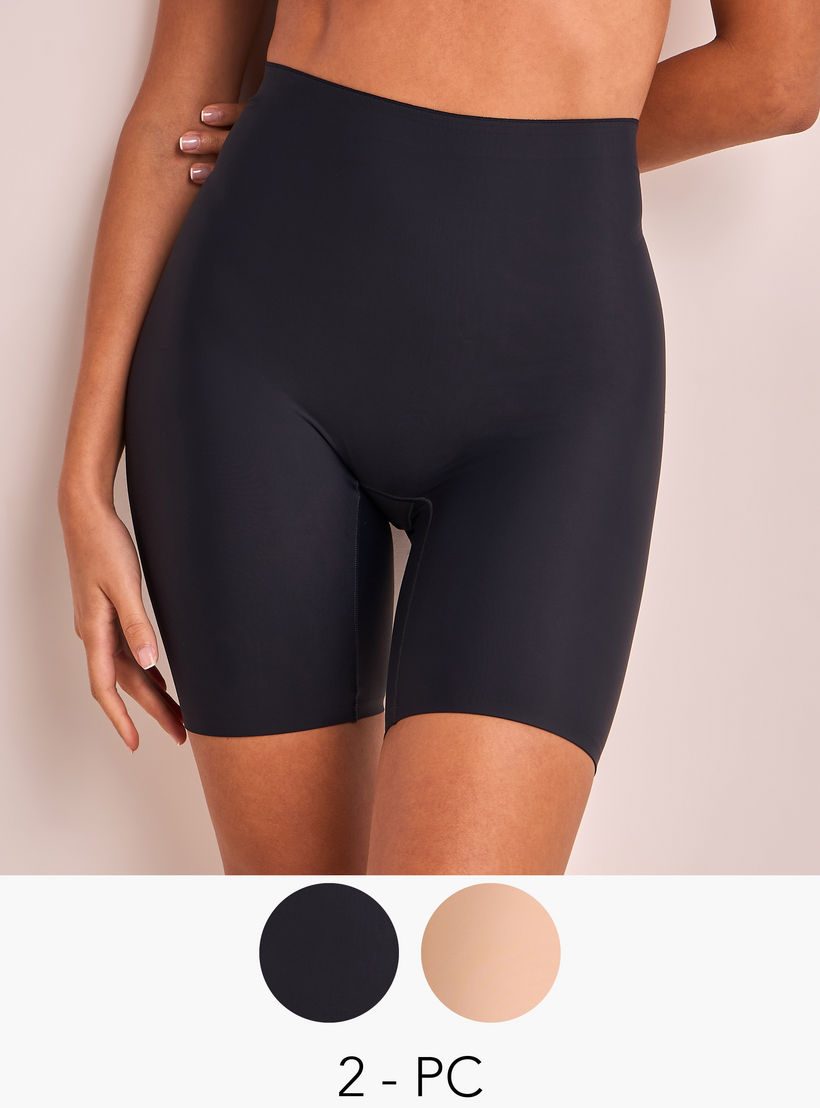 Set of 2 - Splash Intimates Long Leg Shaping Briefs with Antibacterial Protection-women-clothing-lingerie-shapewear-image-1