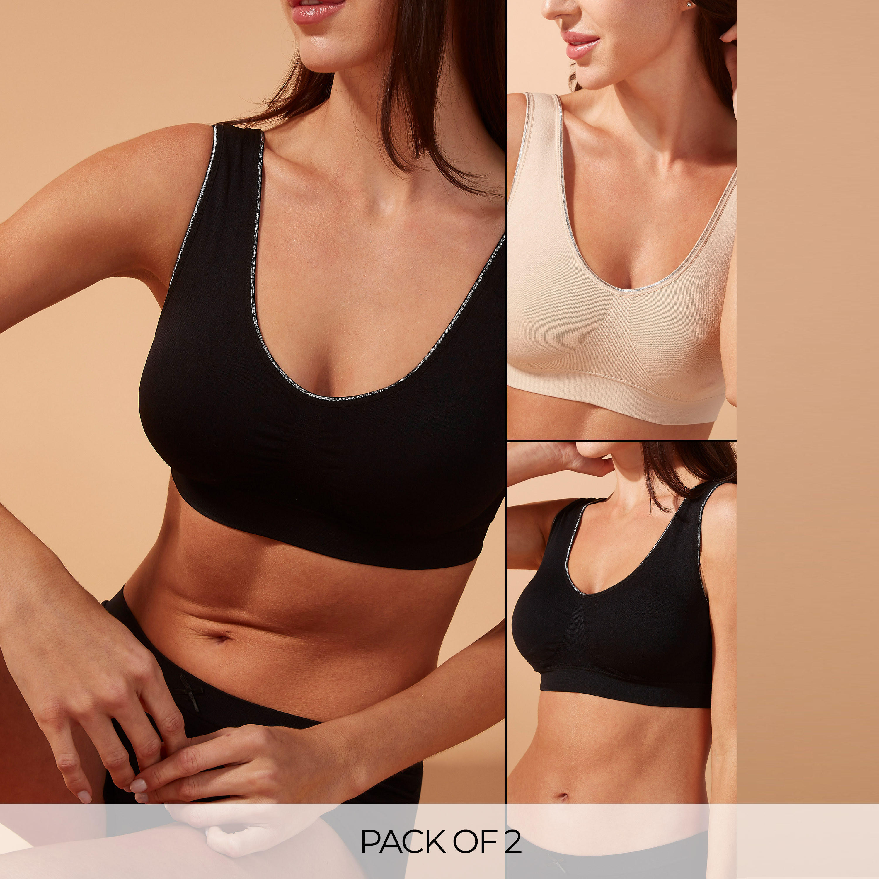 2-Pack Lightly Padded Support Bra Seamless with Antibacterial Protection-women-clothing-lingerie-bras-image-1