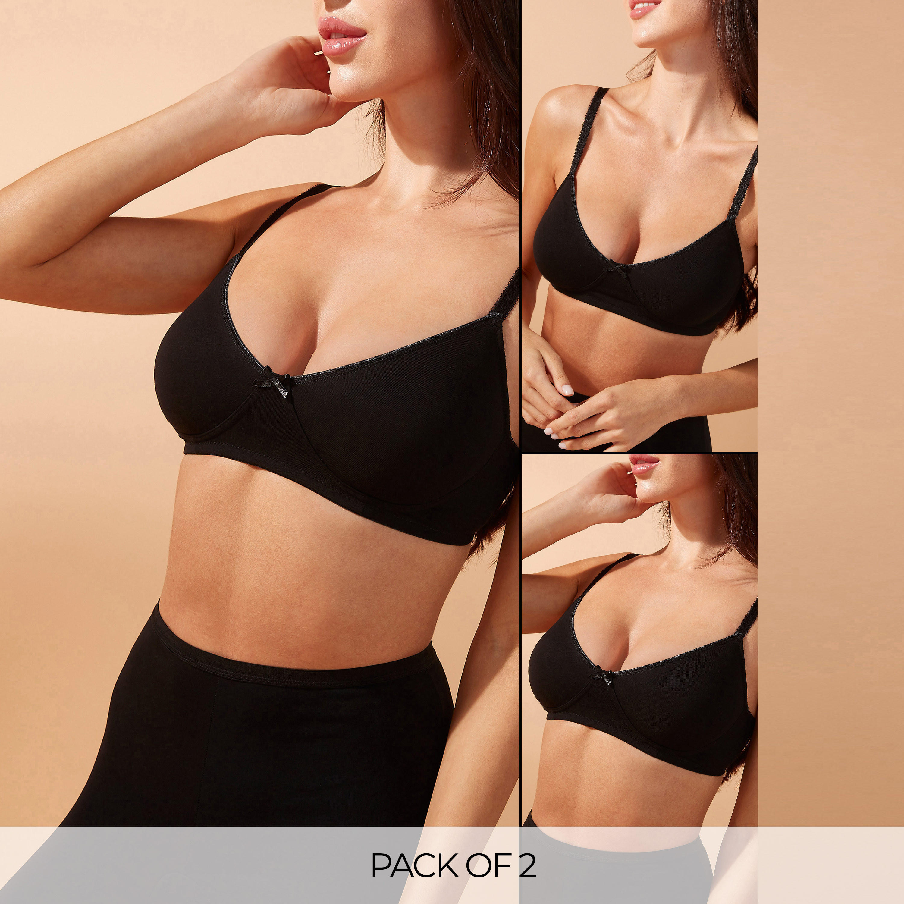 صدريّة بخطاف إغلاق وحمالات قابلة للتعديل - طقم من قطعتين-women-clothing-lingerie-bras-image-1