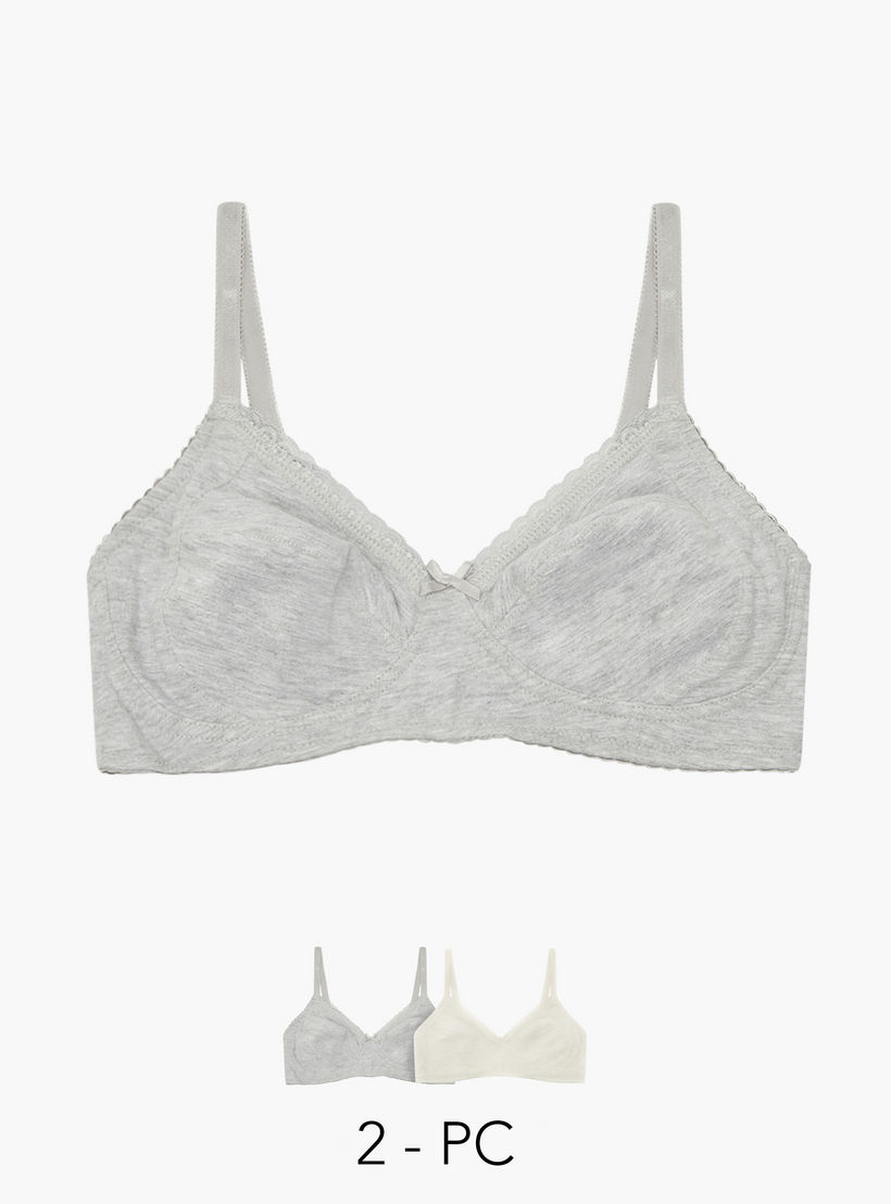 Set of 2 - Bra with Lace Detail and Hook and Eye Closure-women-clothing-lingerie-bras-image-1