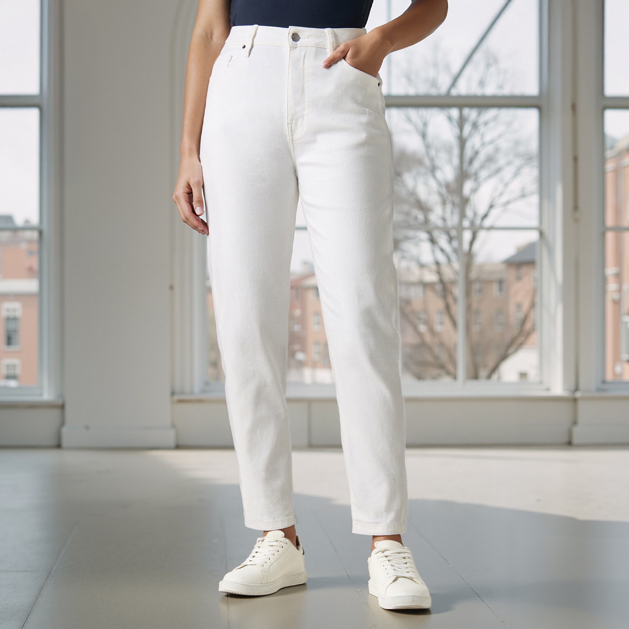 Mid-Rise Jeans with Button Closure and Pockets-women-clothing-bottoms-jeans-image-1