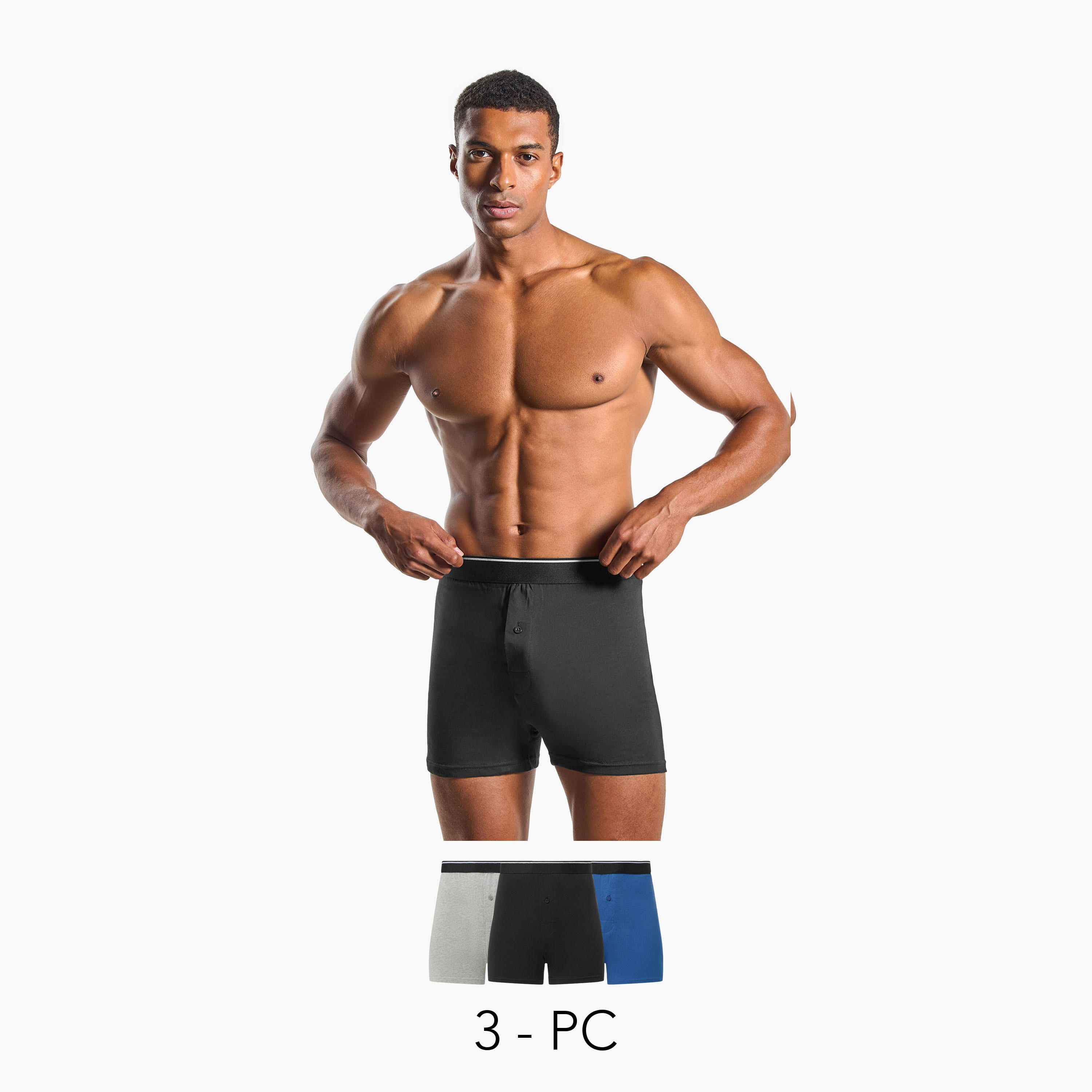 طقم بوكسر 3 قطع بخصر مطّاطي وحماية من البكتيريا-men-clothing-innerwear-underwear-image-1