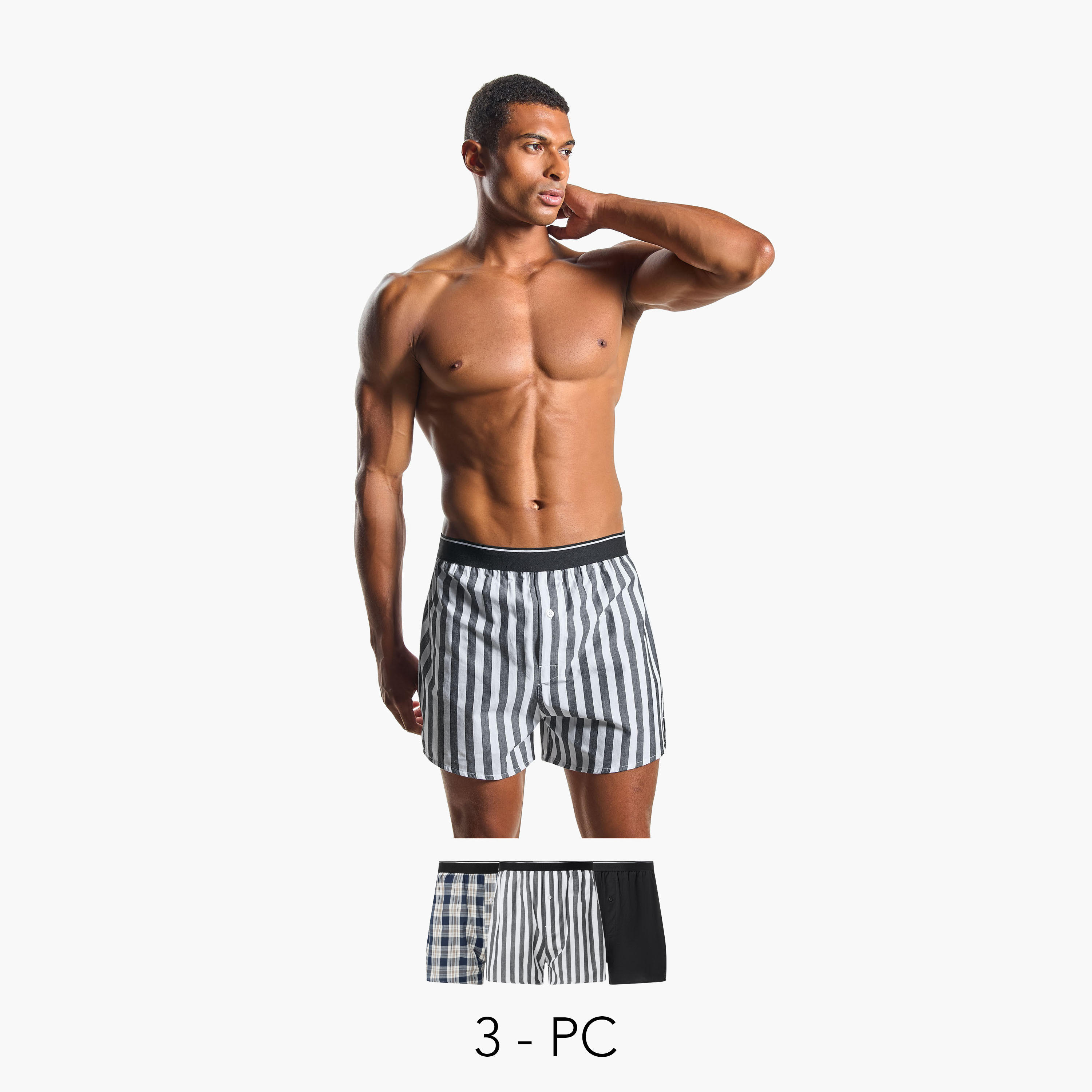 طقم بوكسر 3 قطع بخصر مطّاطي وحماية من البكتيريا-men-clothing-innerwear-underwear-image-1