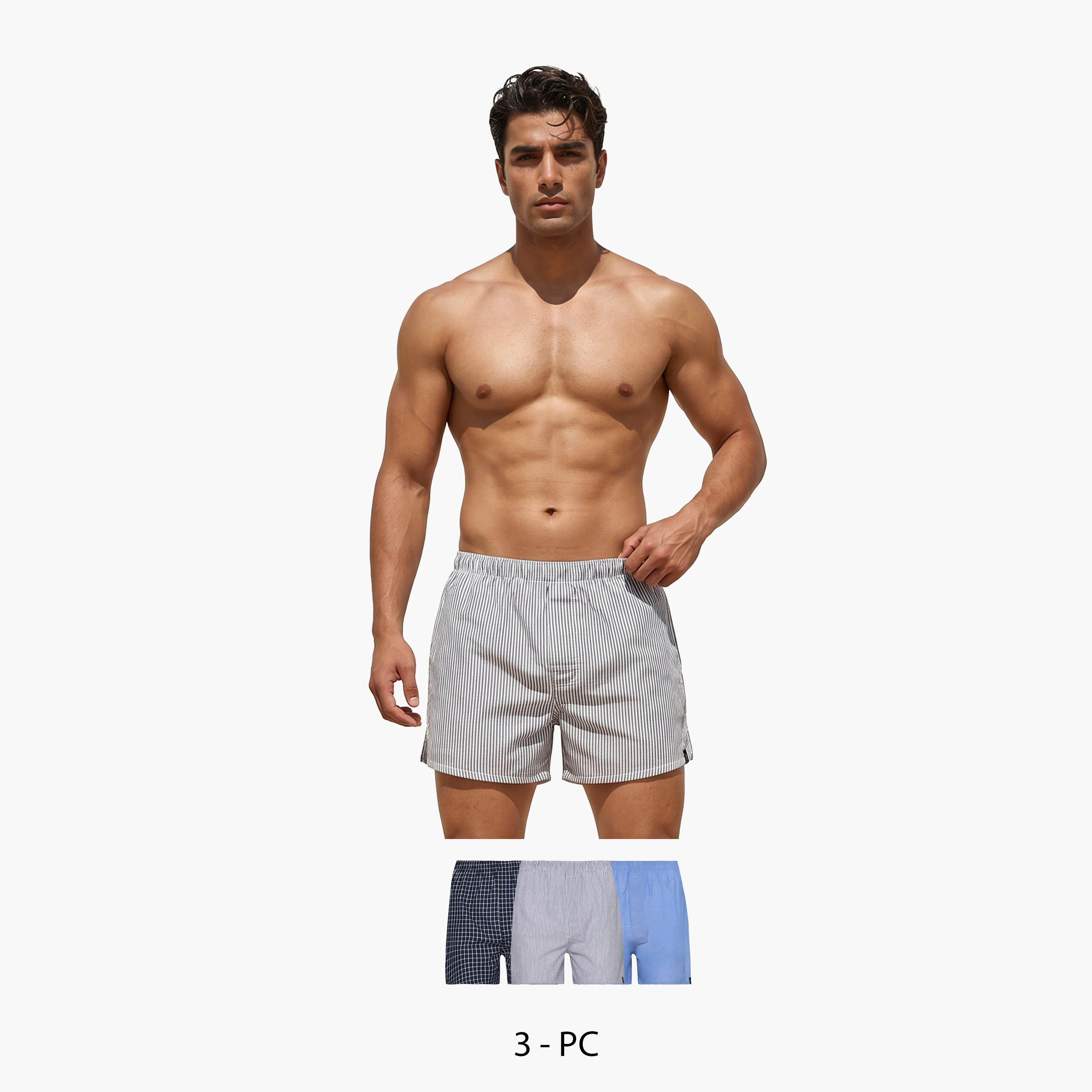 طقم بوكسر 3 قطع بخصر مطّاطي وحماية من البكتيريا-men-clothing-innerwear-underwear-image-1