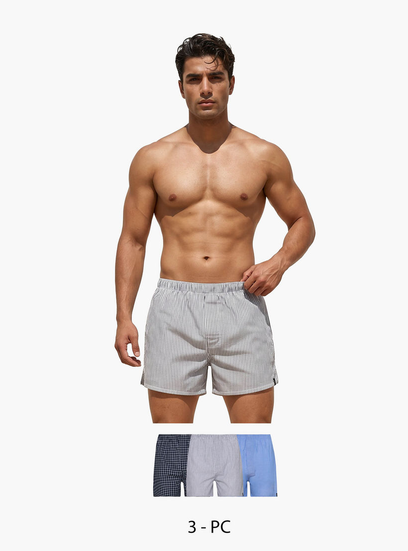سراويل بوكسر بخصر مطاطي وحماية من البكتيريا - طقم من 3 قطع-men-clothing-innerwear-underwear-image-1