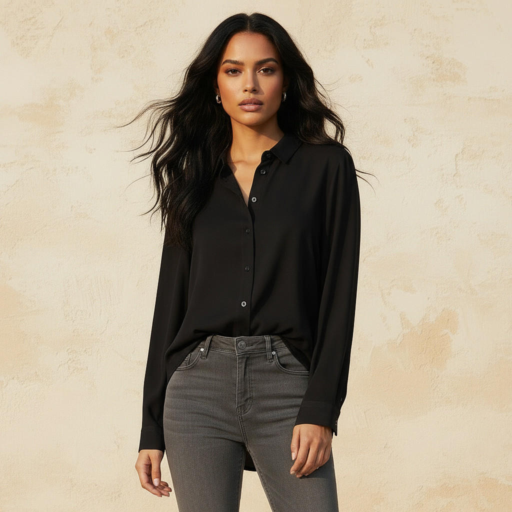 Slim Fit Collared Shirt with Long Sleeves-women-clothing-shirtsandblouses-shirts-image-1