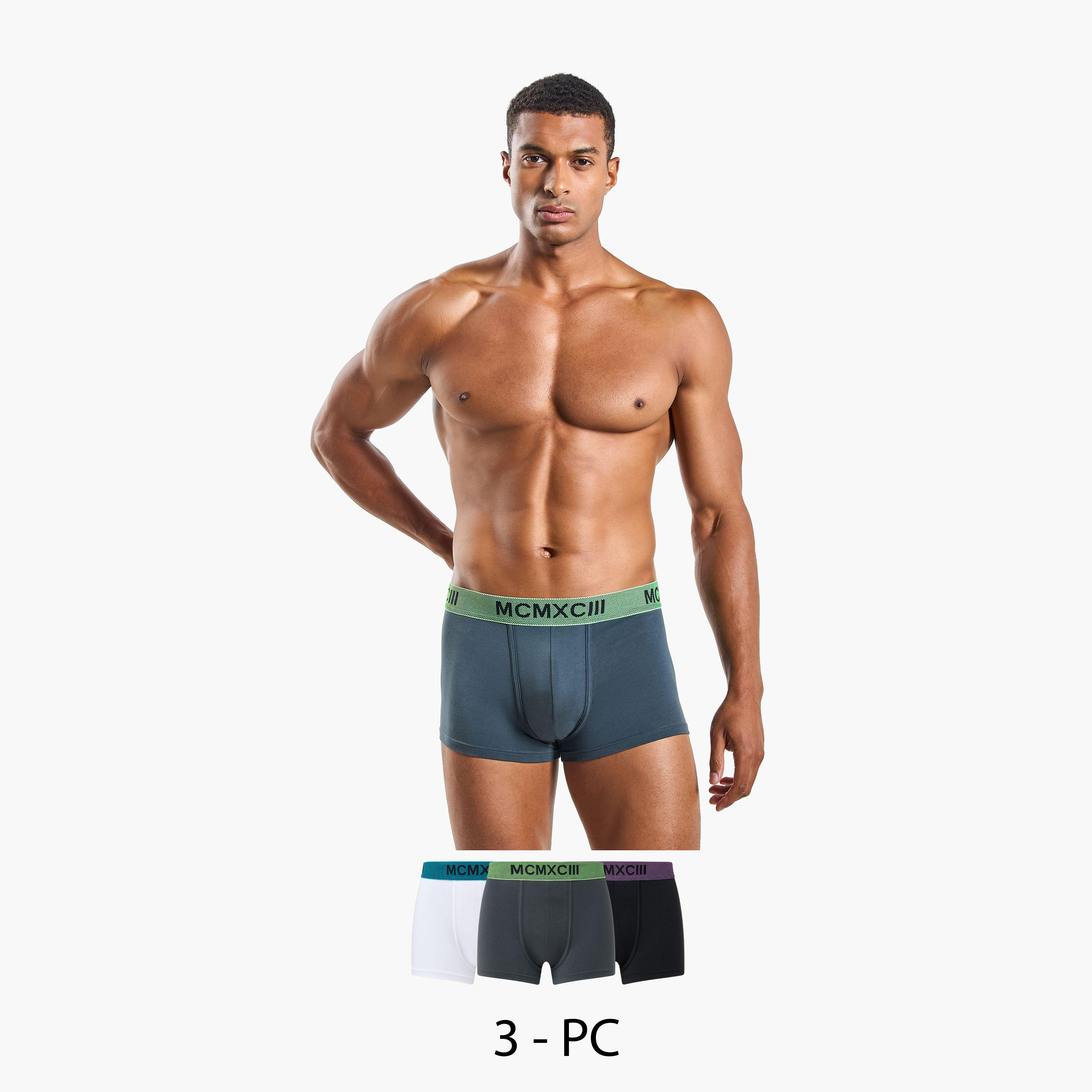 طقم سراويل ترانك 3 قطع بخصر مطّاطي وحماية من البكتيريا-men-clothing-innerwear-underwear-image-1
