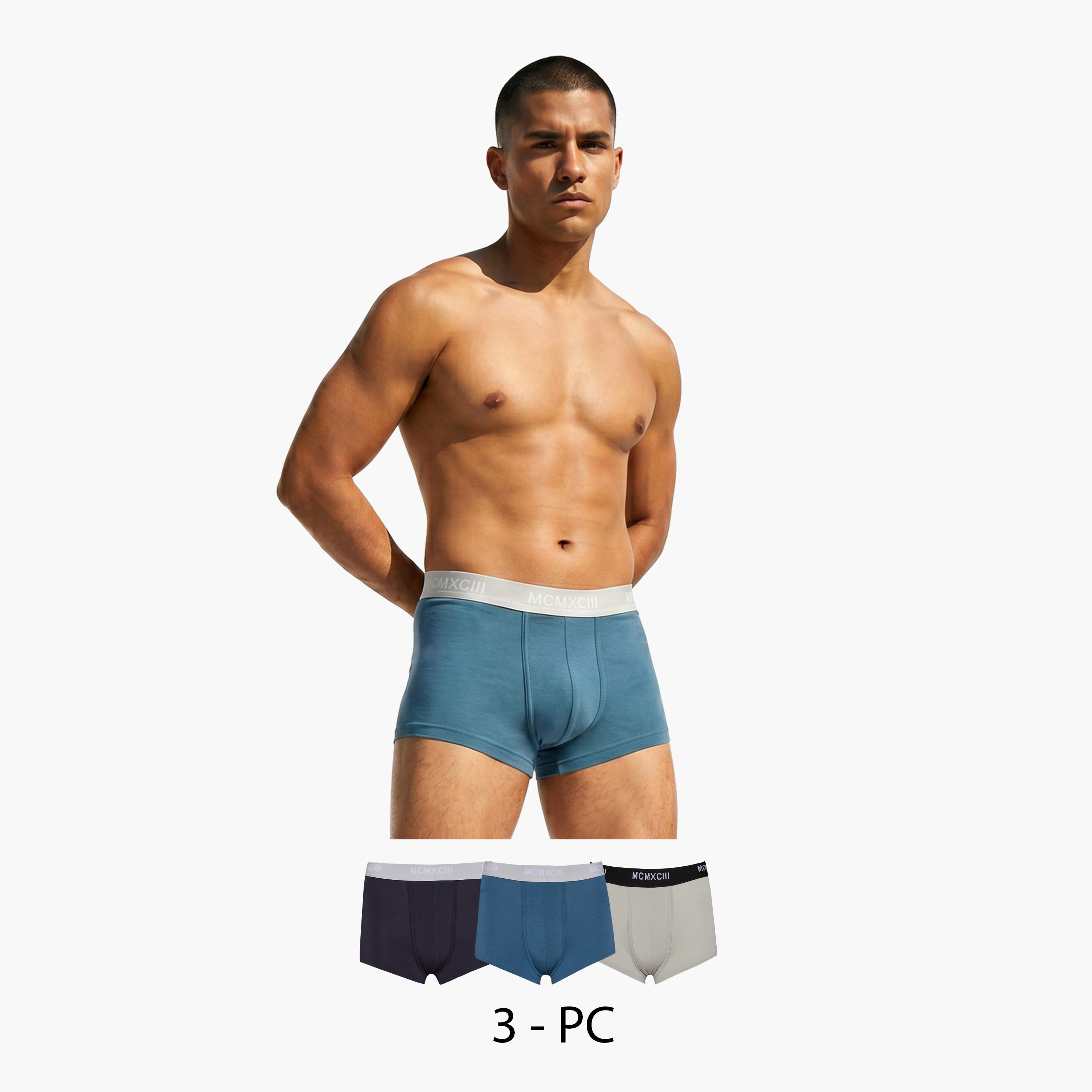 طقم سراويل ترانك 3 قطع بخصر مطّاطي وحماية من البكتيريا-men-clothing-innerwear-underwear-image-1