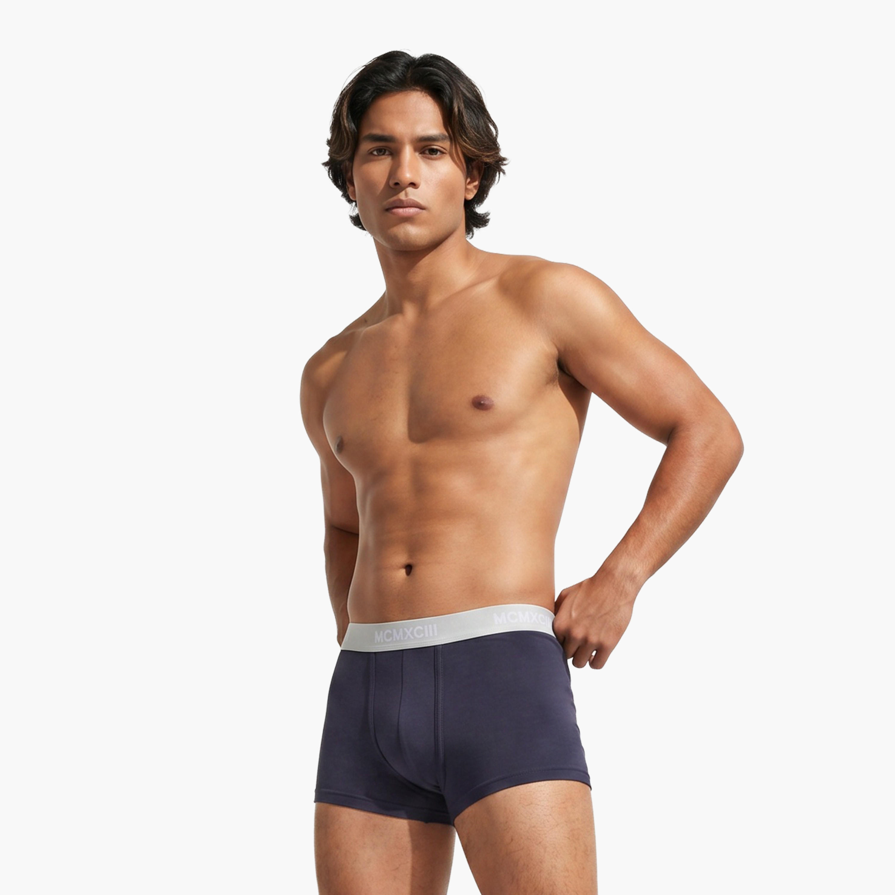 Set of 3 - Trunks with Elasticated Waistband and Antibacterial Protection-men-clothing-innerwear-underwear-image-3
