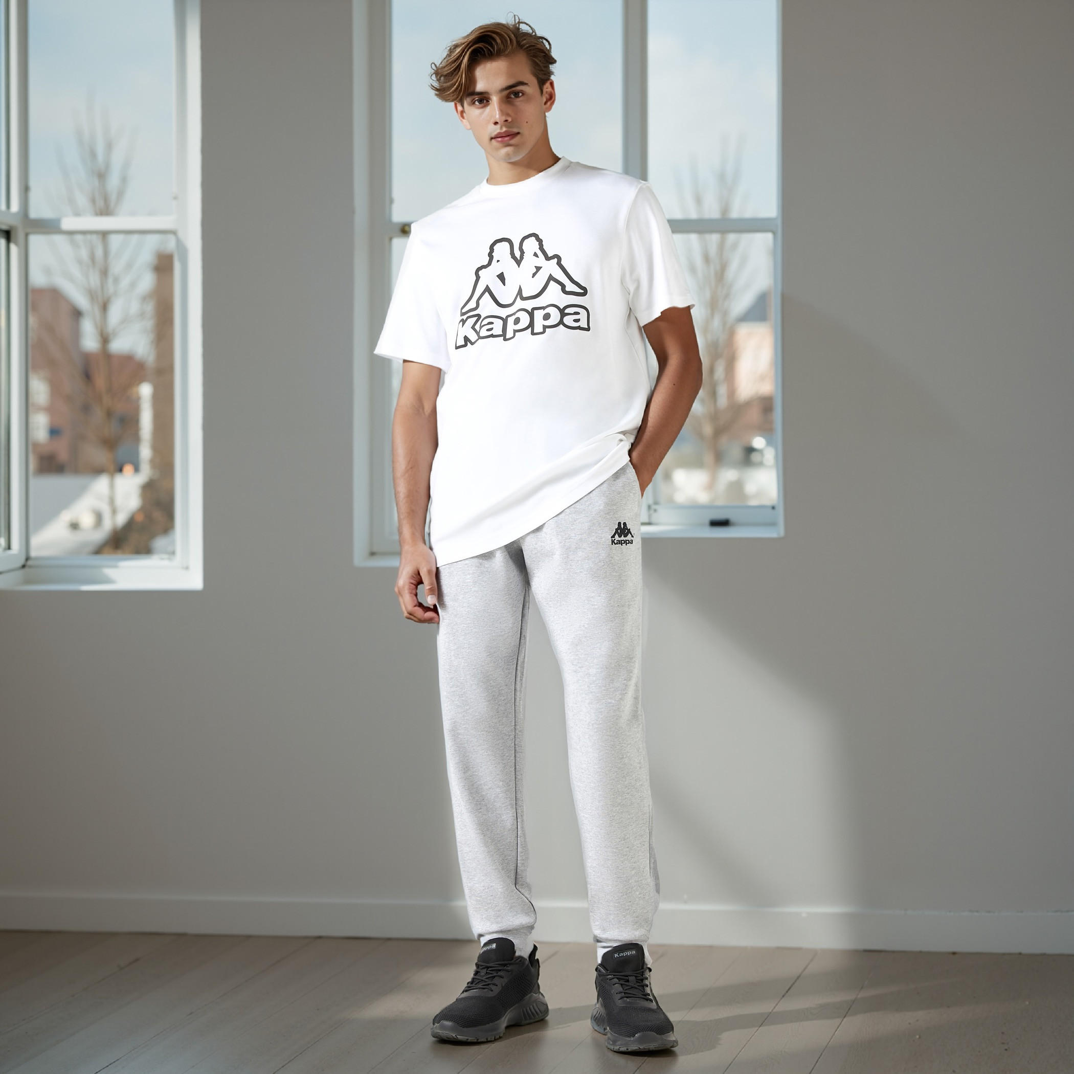بنطلون رياضي بقصّة مريحة ورباط إغلاق وجيوب من كابا-men-clothing-sportswearandactivewear-bottoms-joggers-image-2