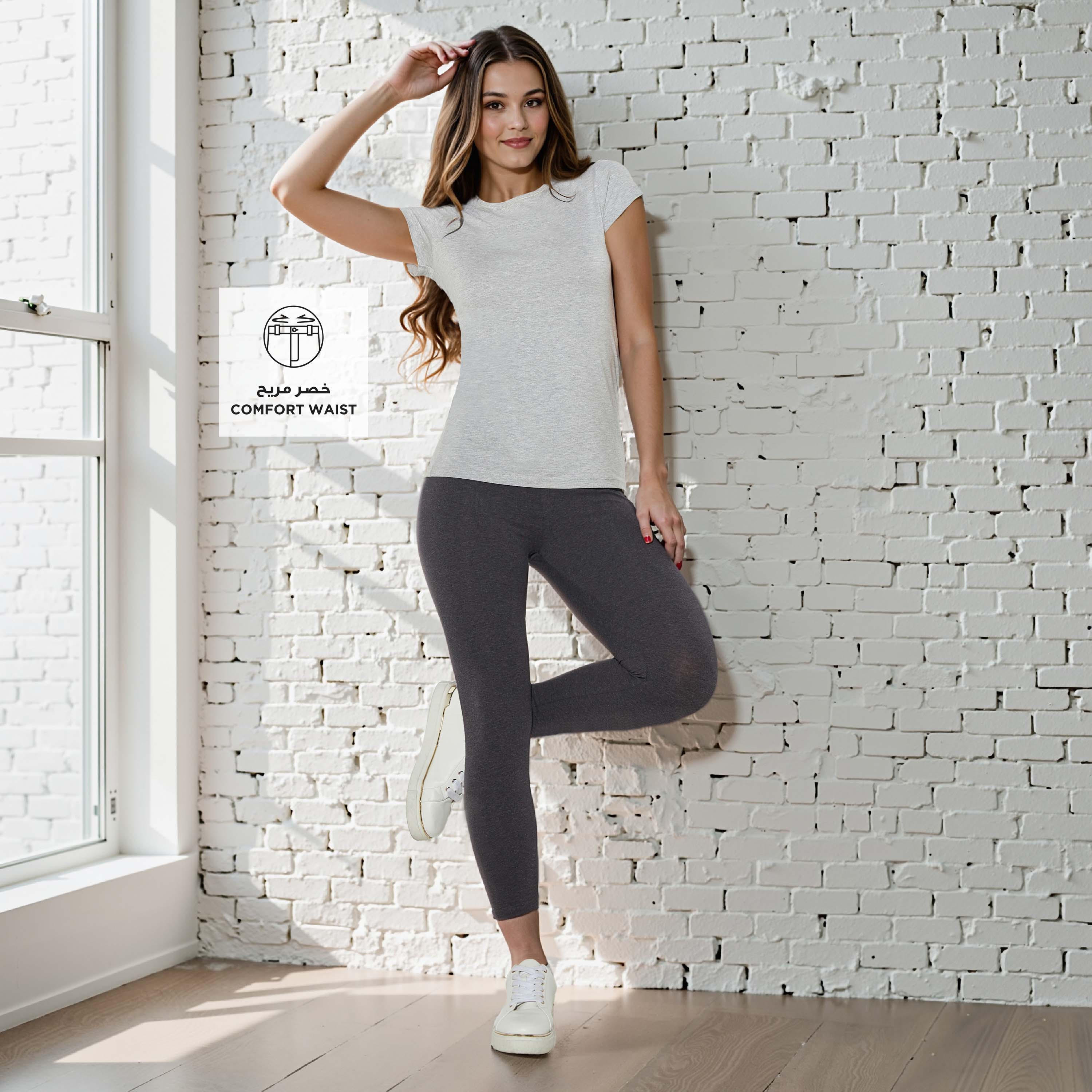 ليقنز قطني قصير فائق التمدد بخصر عالي مرن ومريح-women-clothing-bottoms-leggings-image-2