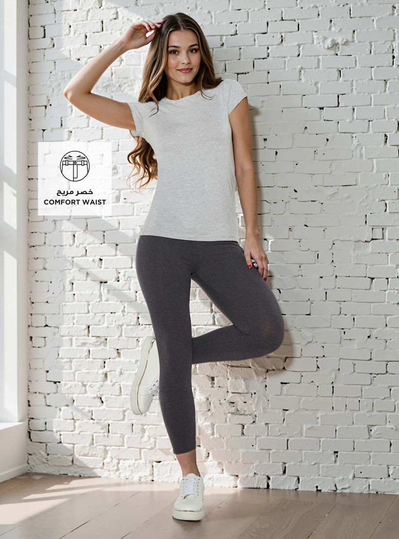 ليقنز قطني قصير فائق التمدد بخصر عالي مرن ومريح-women-clothing-bottoms-leggings-image-2