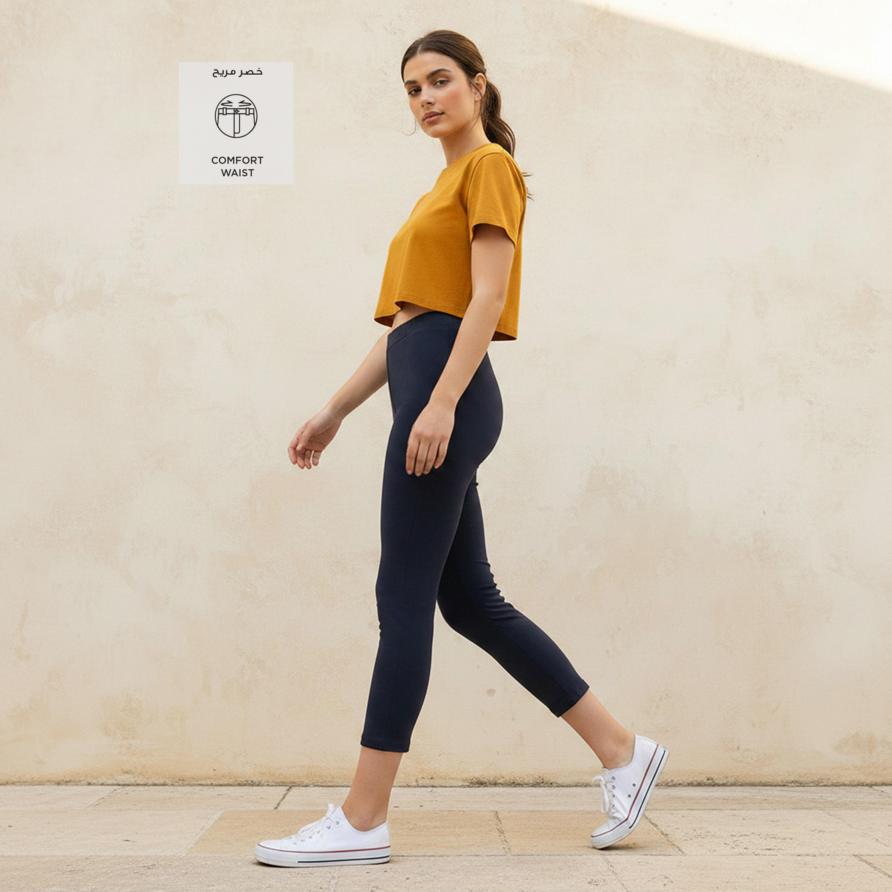 High Waist Cropped UltraStretch Cotton Leggings with FlexiComfort Waist-PROMO_SP_KSA_3_BUY2FORSAR49_130625-image-3