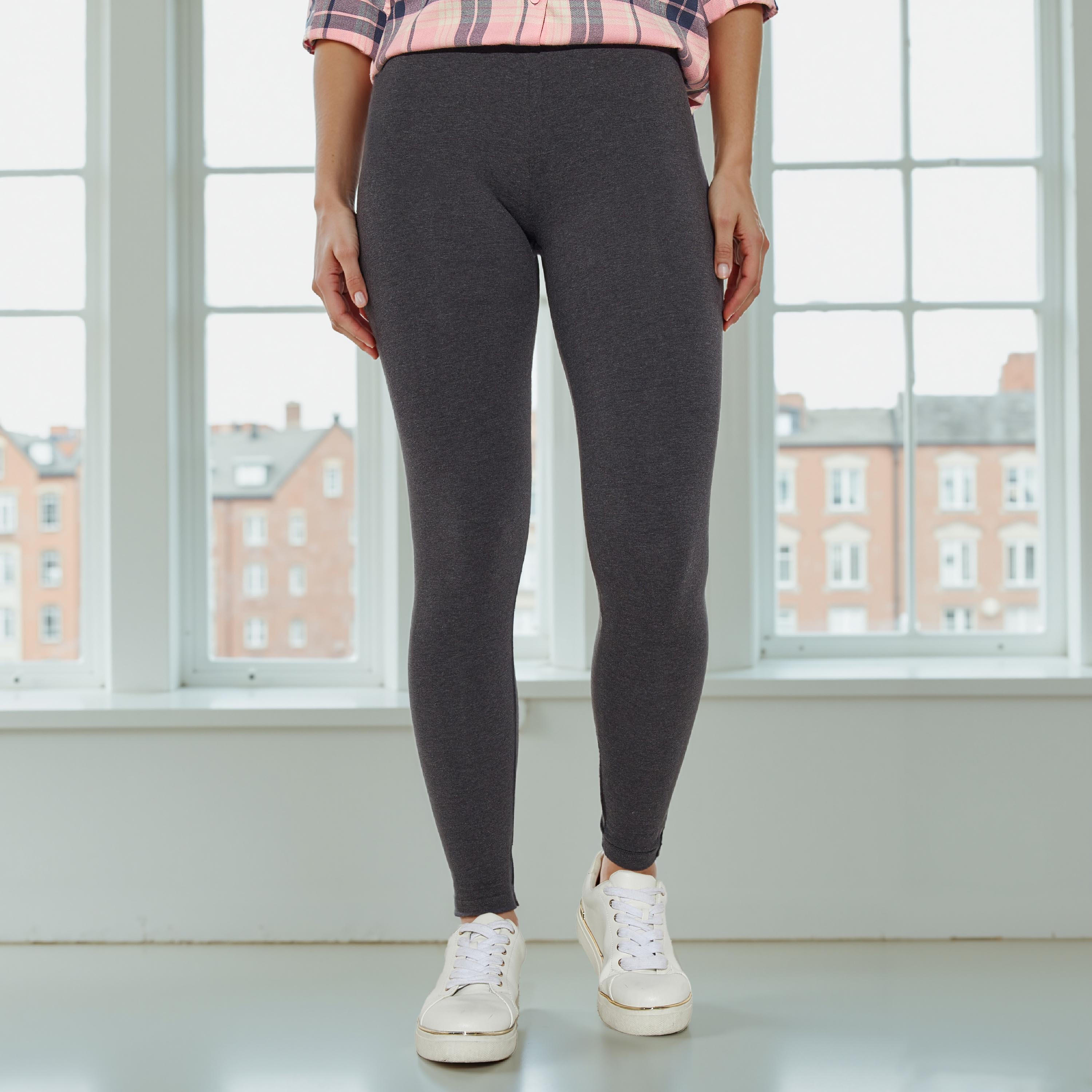 ليقنز قطني فائق التمدد بخصر عالي وطول كامل مع حزام خصر مرن ومريح-women-clothing-bottoms-leggings-image-1
