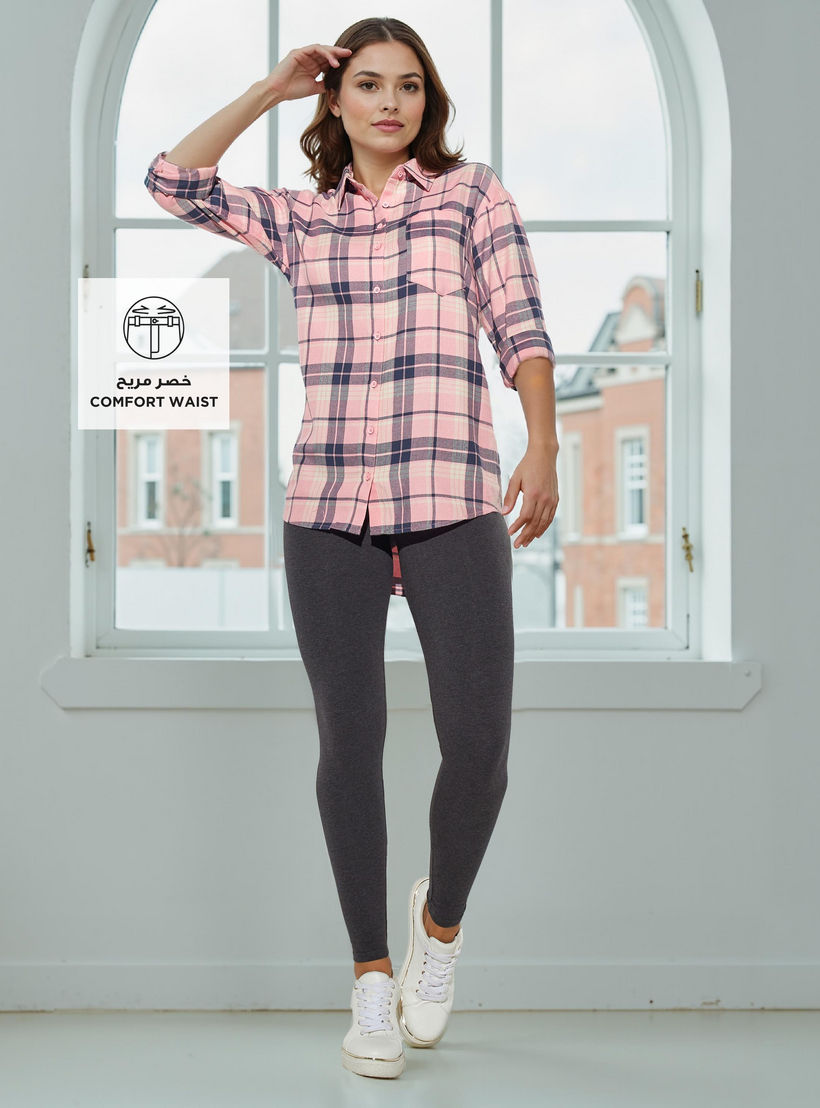ليقنز قطني فائق التمدد بخصر عالي وطول كامل مع حزام خصر مرن ومريح-women-clothing-bottoms-leggings-image-2