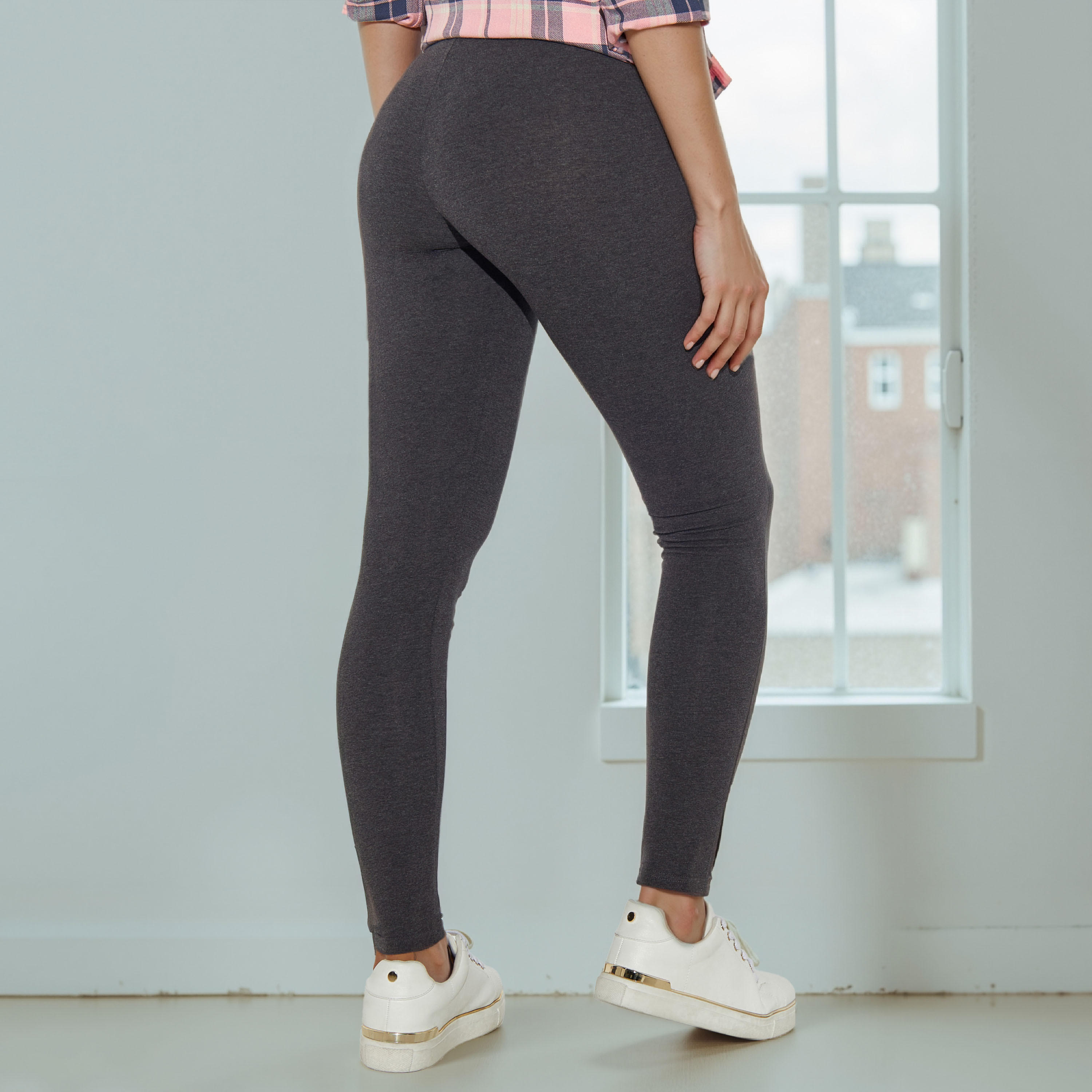 ليقنز قطني فائق التمدد بخصر عالي وطول كامل مع حزام خصر مرن ومريح-women-clothing-bottoms-leggings-image-3