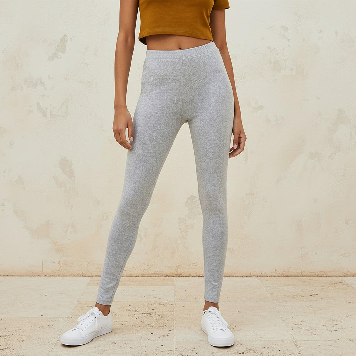 Splash Basics High Waist Full Length UltraStretch Cotton Leggings with Elasticated Waist-women-clothing-leggings-image-1