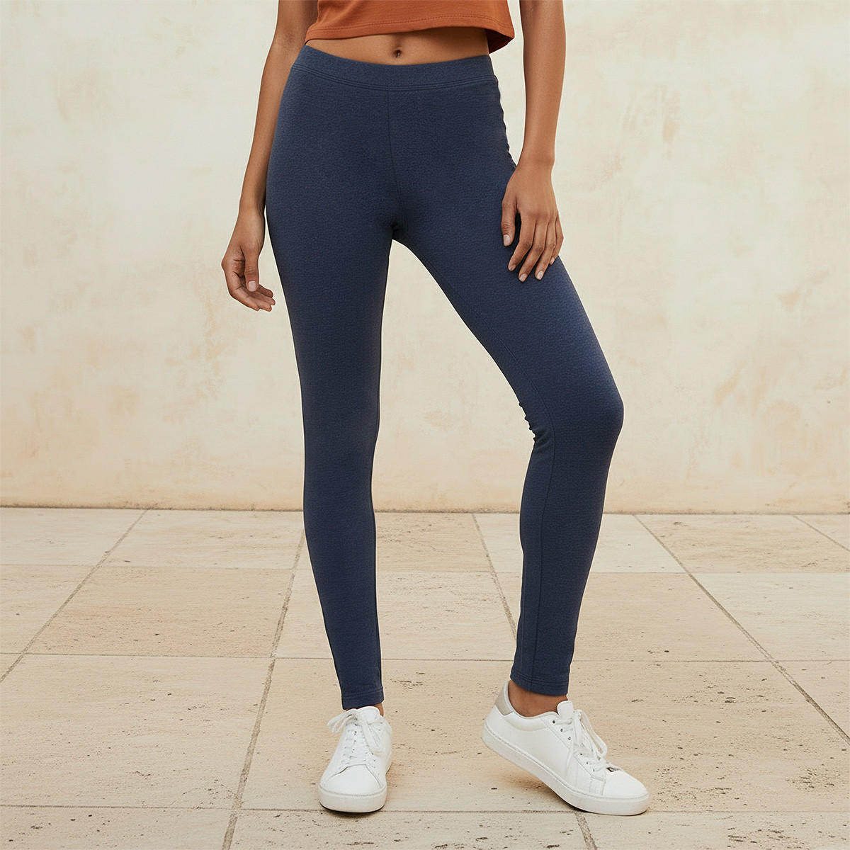 Splash Basics High Waist Full Length UltraStretch Cotton Leggings with Elasticated Waist-women-clothing-leggings-image-1