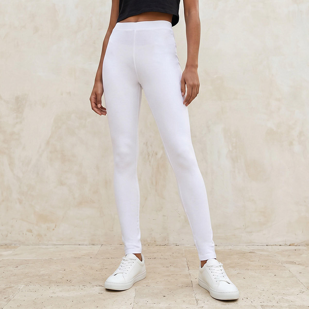 Splash Basics High Waist Full Length UltraStretch Cotton Leggings with Elasticated Waist-women-clothing-leggings-image-1