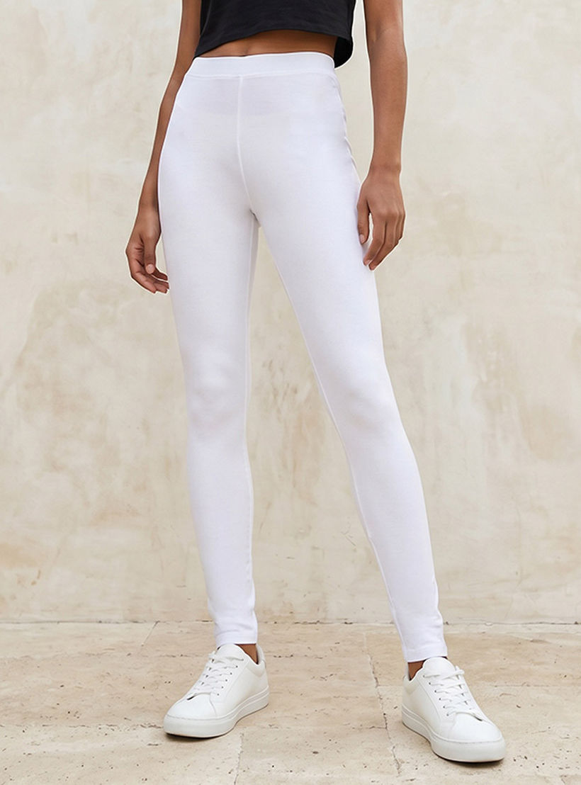 Splash Basics High Waist Full Length UltraStretch Cotton Leggings with Elasticated Waist-women-clothing-leggings-image-1
