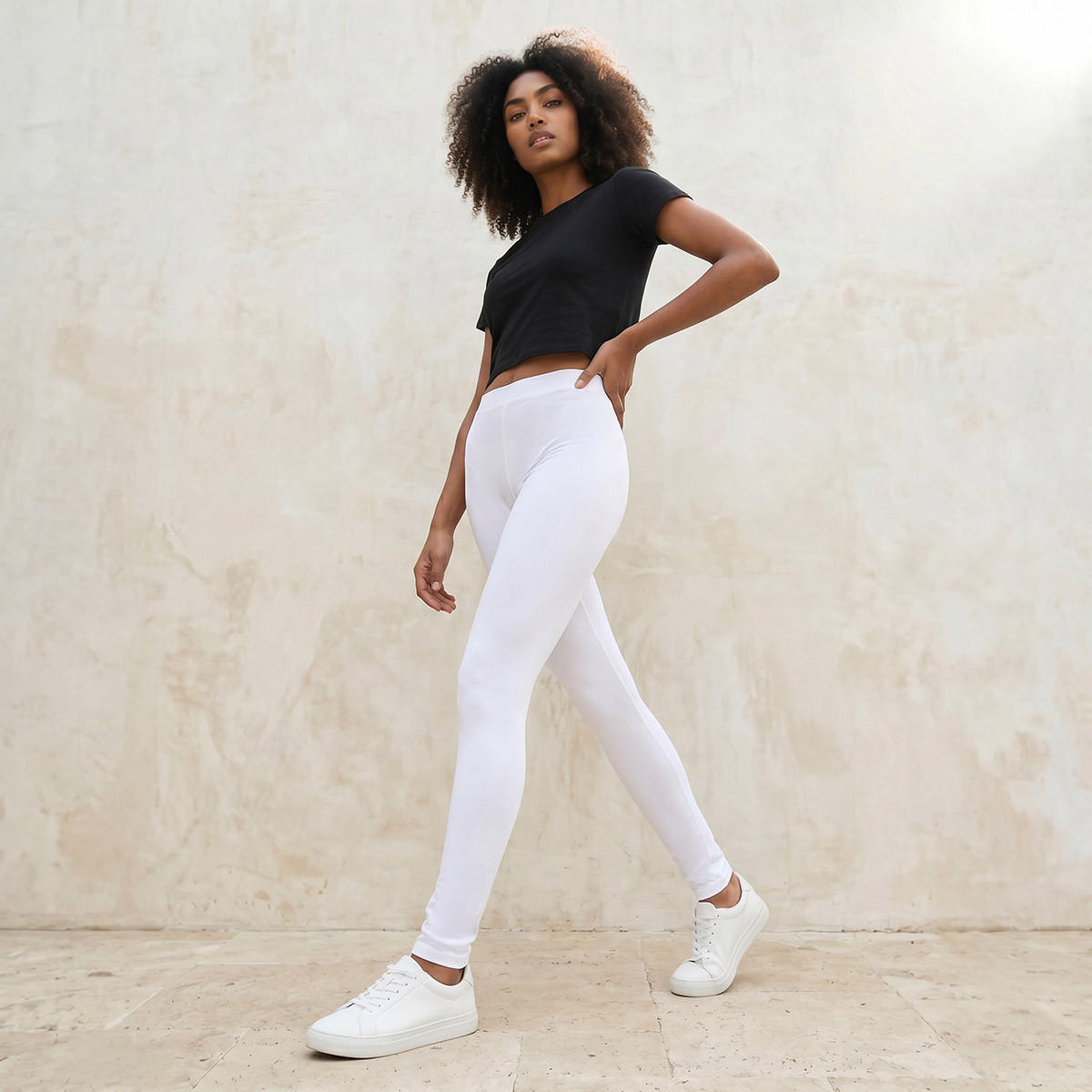 Splash Basics High Waist Full Length UltraStretch Cotton Leggings with Elasticated Waist-women-clothing-leggings-image-3