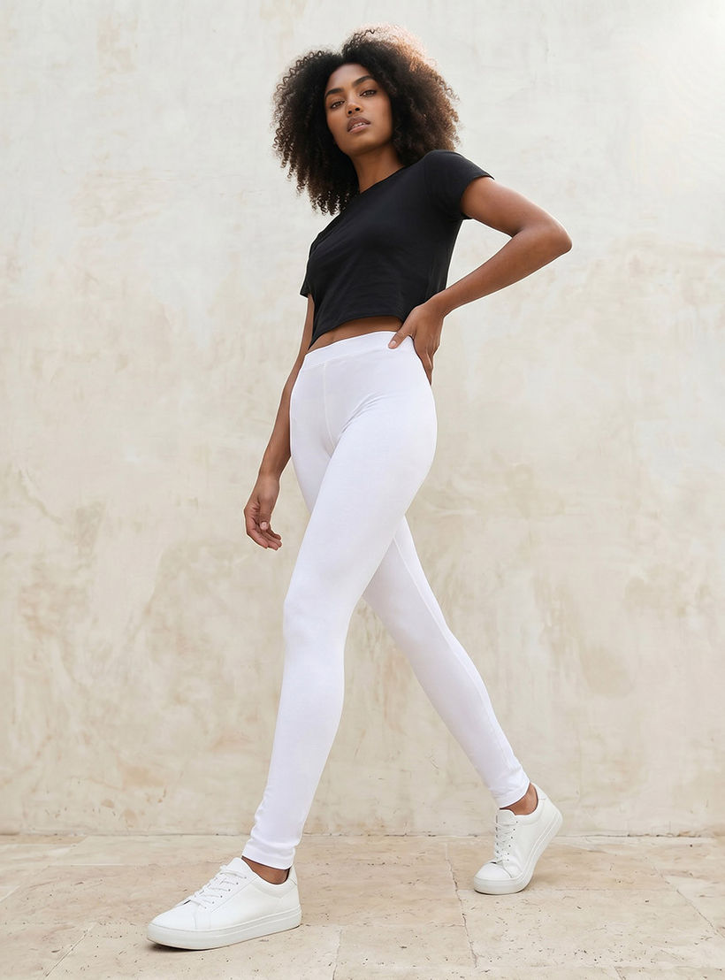 Splash Basics High Waist Full Length UltraStretch Cotton Leggings with Elasticated Waist-women-clothing-leggings-image-3