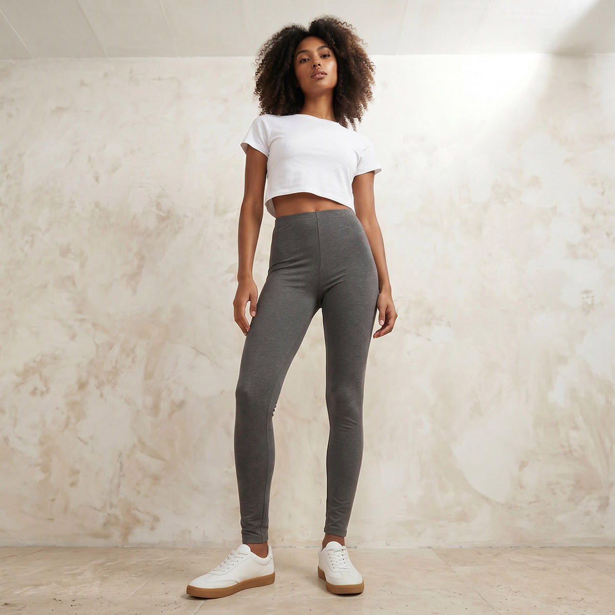 Splash Basics High Waist Full Length UltraStretch Cotton Leggings with Elasticated Waist-PROMO_SP_KSA_3_BUY2FORSAR49_130625-image-5