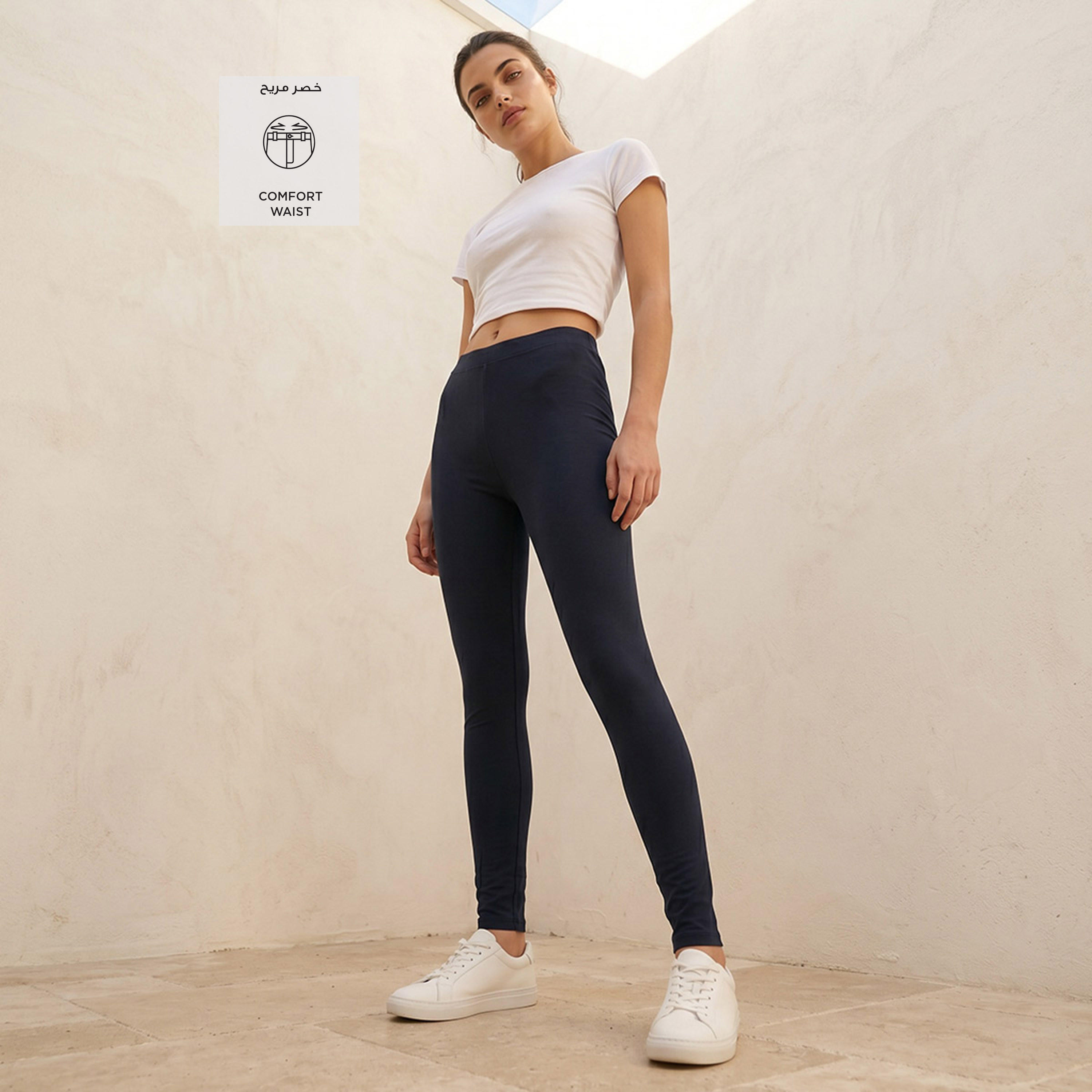 Splash Basics High Waist Full Length UltraStretch Cotton Leggings with Elasticated Waist-women-clothing-leggings-image-3