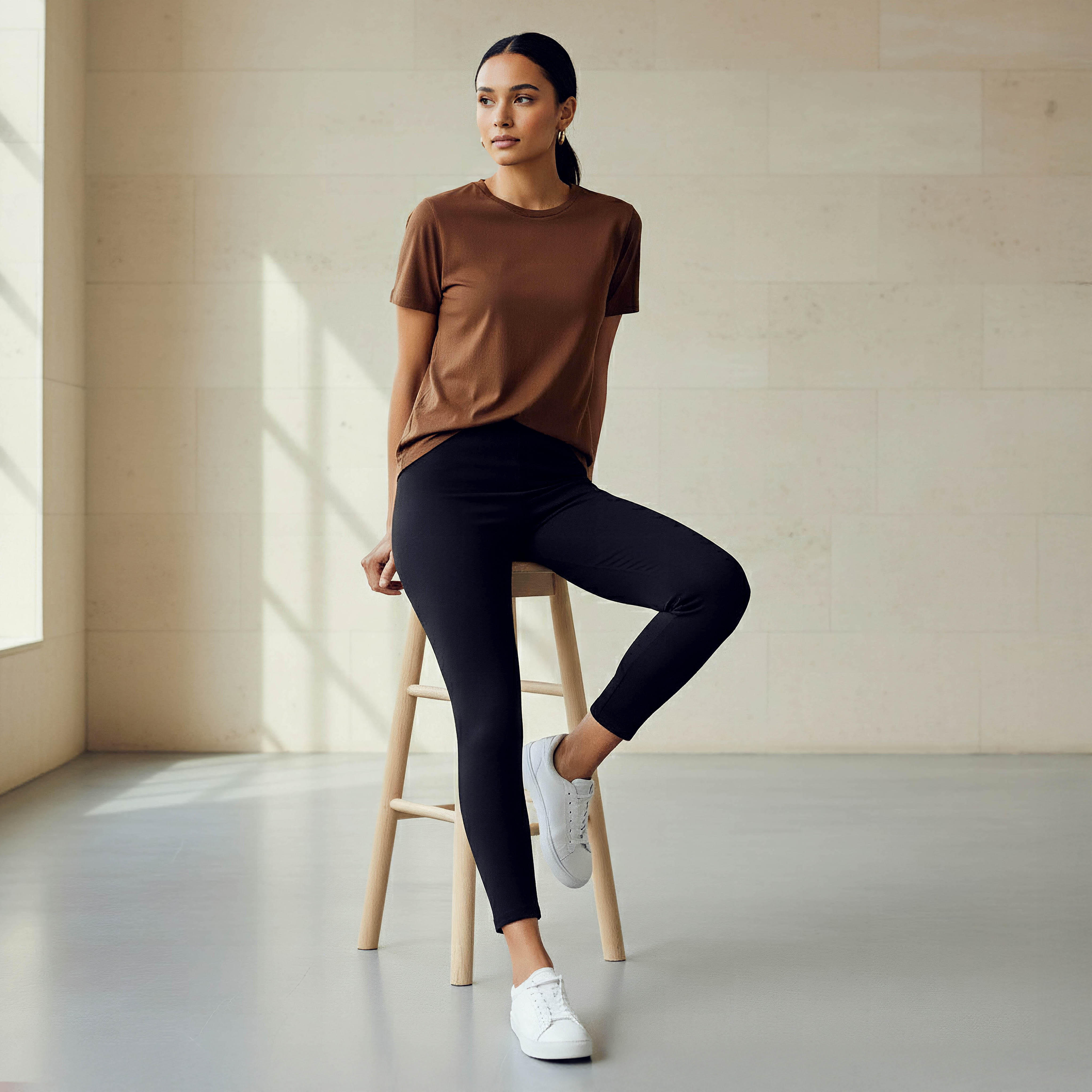 ليقنز قطني فائق التمدد بخصر عالي وطول كامل مع حزام خصر مرن ومريح-women-clothing-bottoms-leggings-image-5