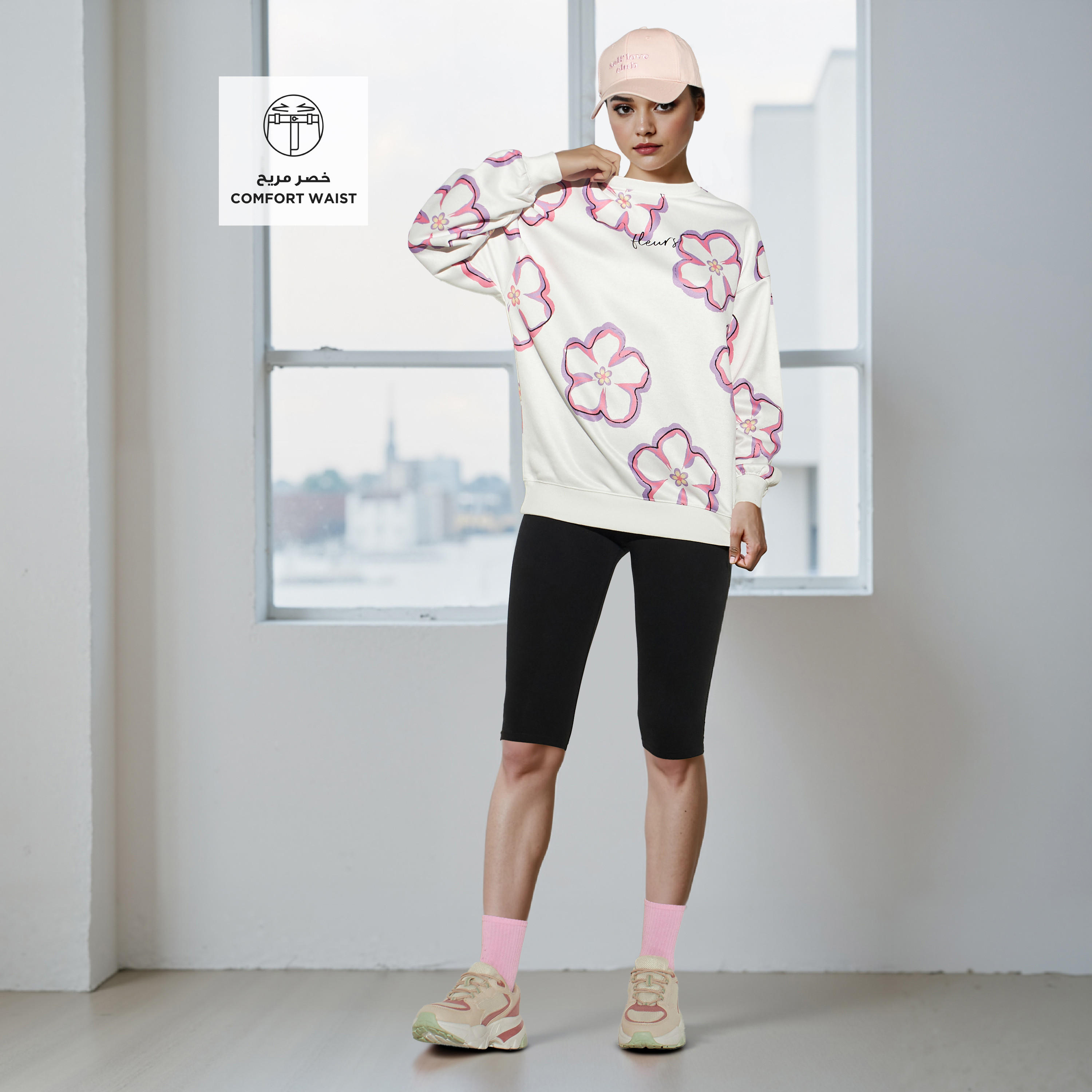 شورت بايكر بخصر عالي فائق التمدد مع حزام خصر مرن ومريح-women-clothing-bottoms-leggings-image-2
