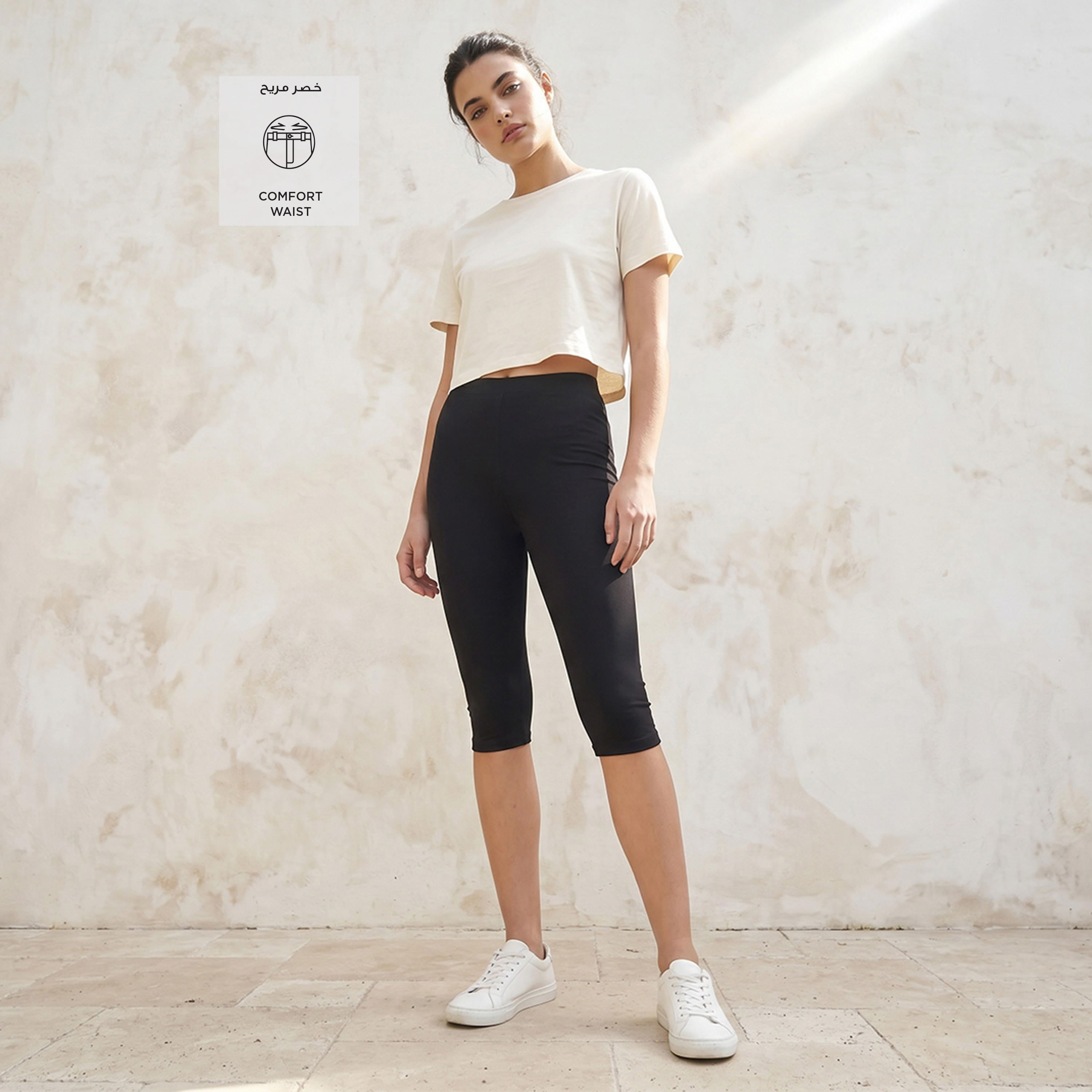 شورت ركوب الدراجات بتصميم فائق التمدد وخصر عالي مطاطي من سبلاش بيزيكس-women-clothing-leggings-image-3