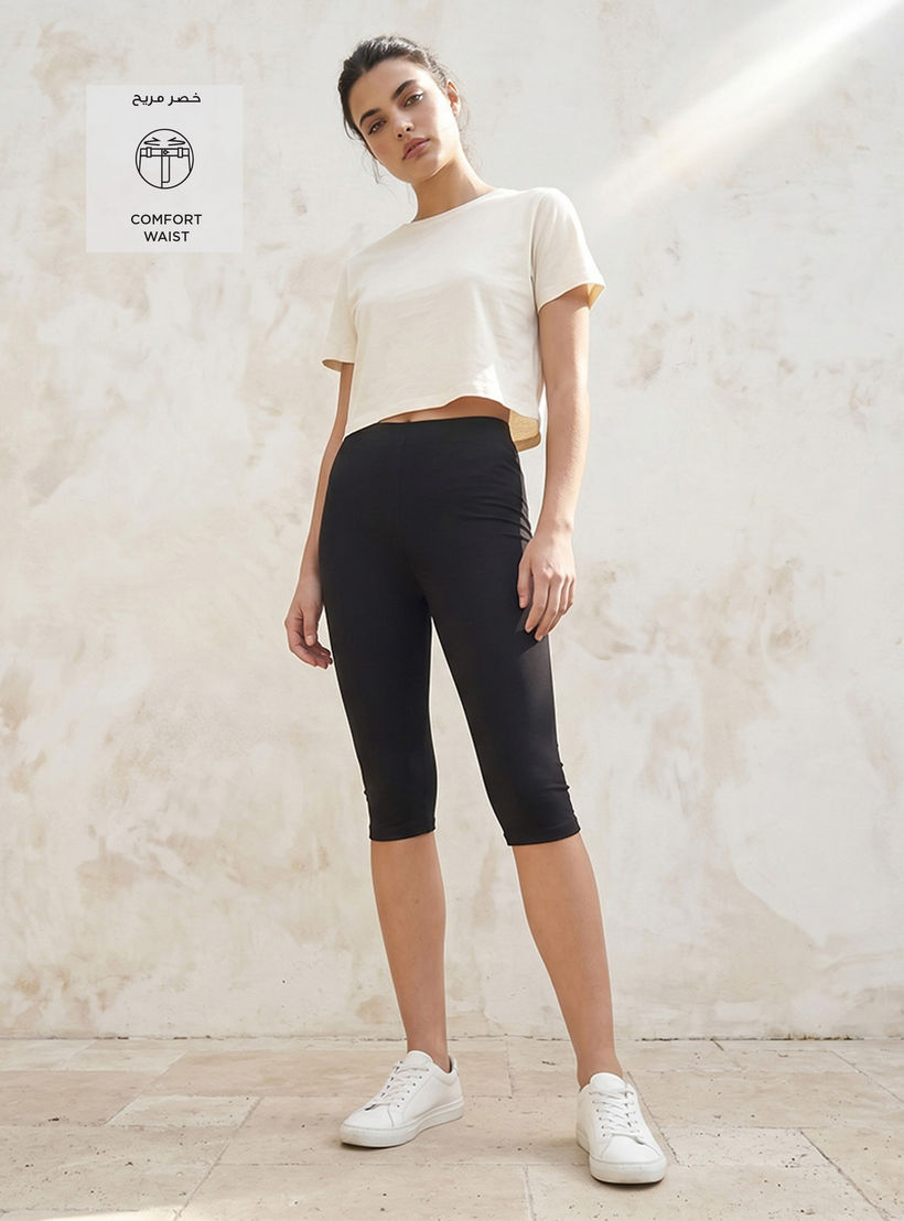 شورت ركوب الدراجات بتصميم فائق التمدد وخصر عالي مطاطي من سبلاش بيزيكس-women-clothing-leggings-image-3