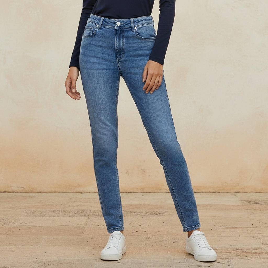 بنطلون جينز بقصة ضيقة وخصر متوسط-women-clothing-bottoms-jeans-image-1