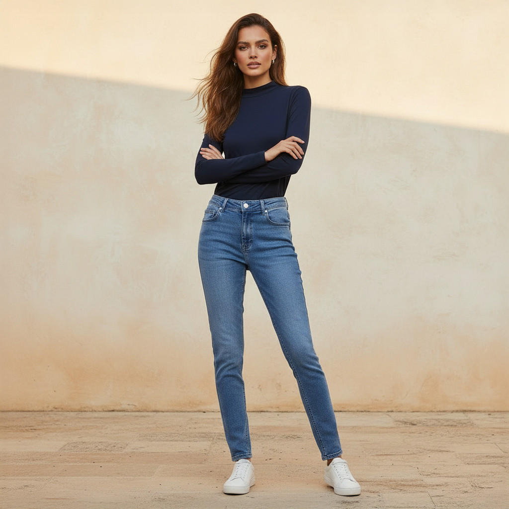 بنطلون جينز بقصة ضيقة وخصر متوسط-women-clothing-bottoms-jeans-image-3