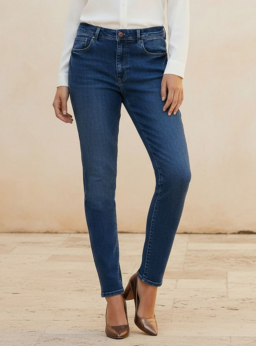 بنطلون جينز بقصة ضيقة وخصر متوسط-women-clothing-bottoms-jeans-image-1