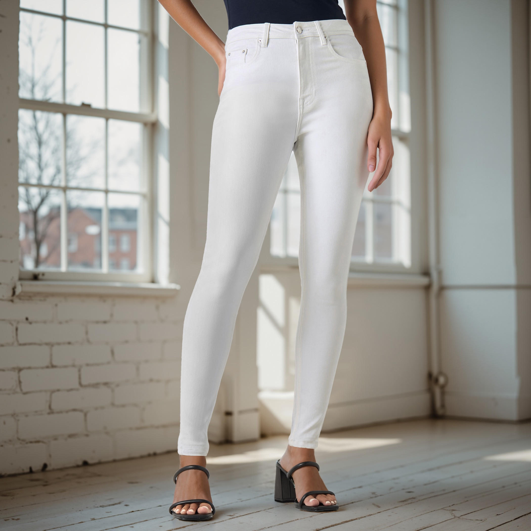 بنطلون جينز بقصة ضيقة وخصر متوسط-women-clothing-bottoms-jeans-image-1